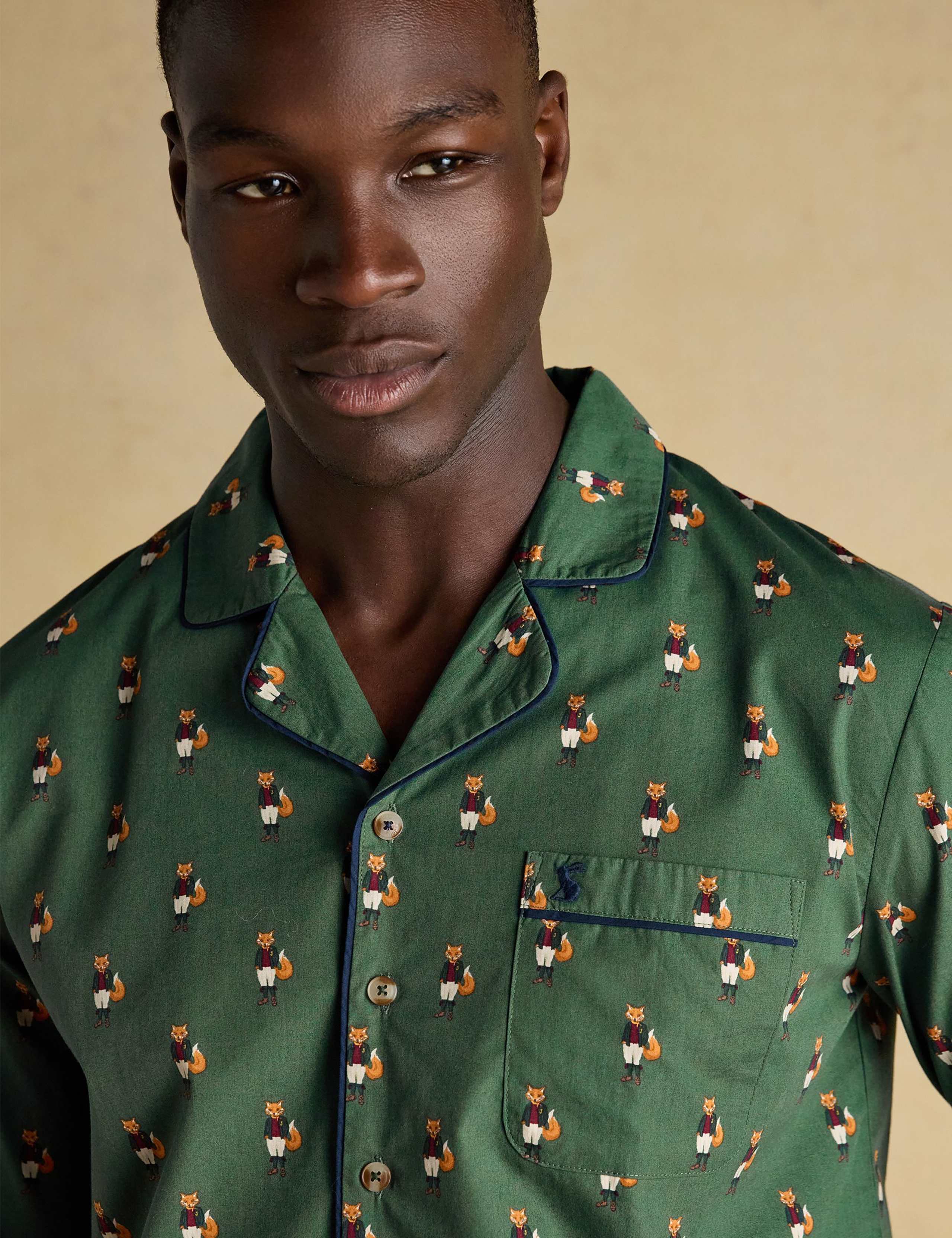 Pure Cotton Fox Print Revere Pyjama Set 9 of 9