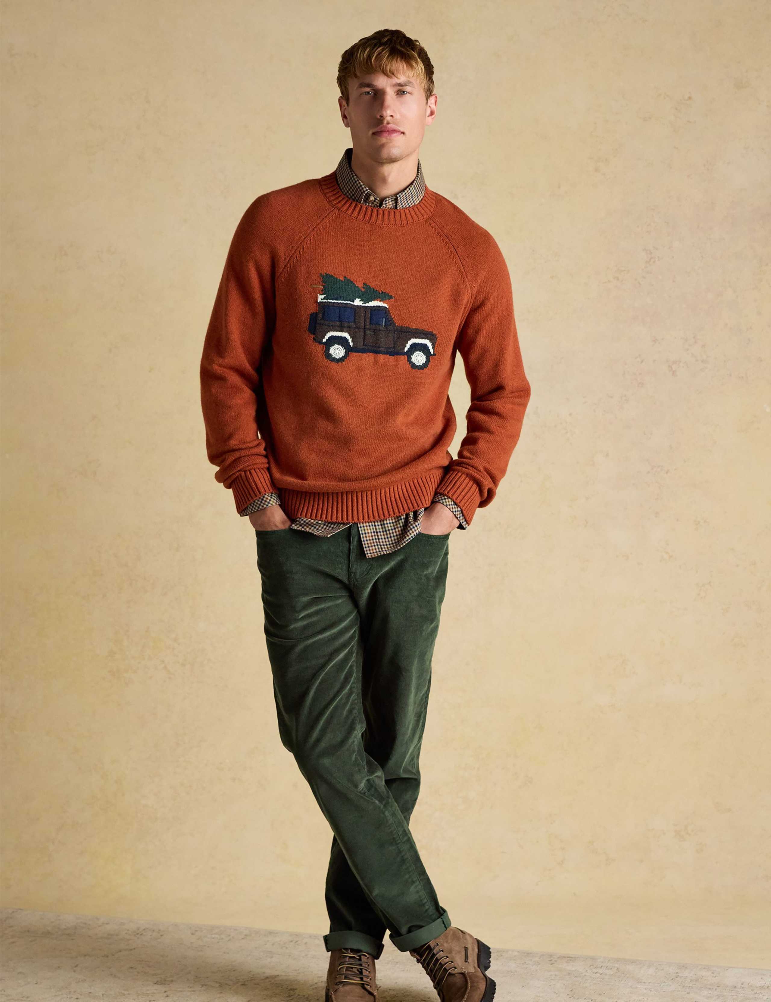 Cotton Rich Christmas Jumper with Wool 3 of 7