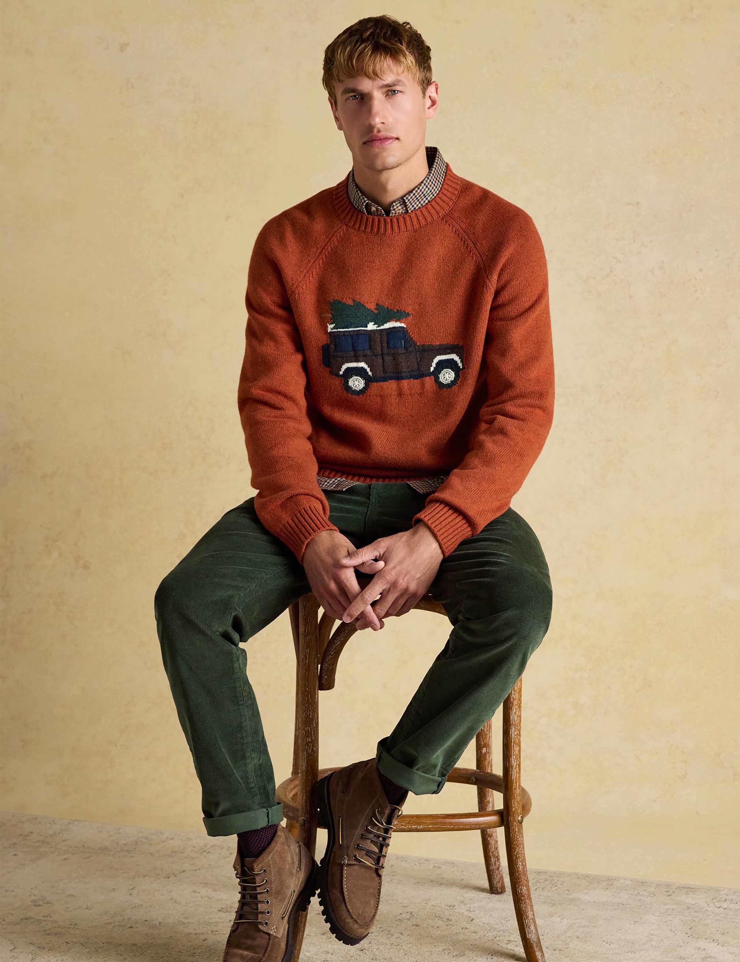 Cotton Rich Christmas Jumper with Wool 4 of 7