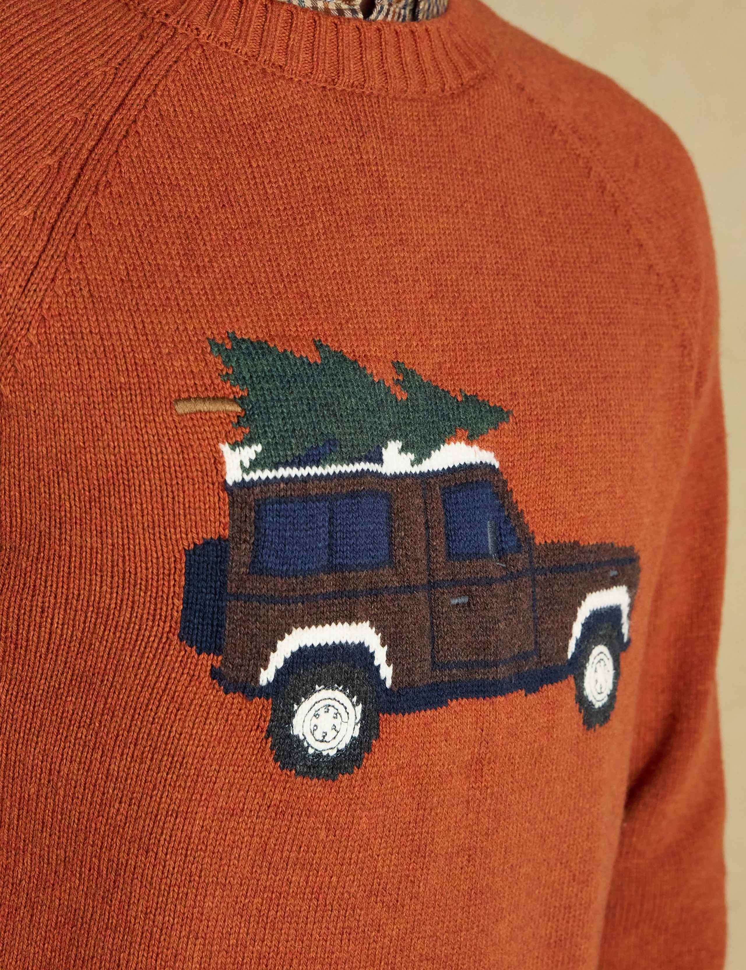 Cotton Rich Christmas Jumper with Wool 6 of 7