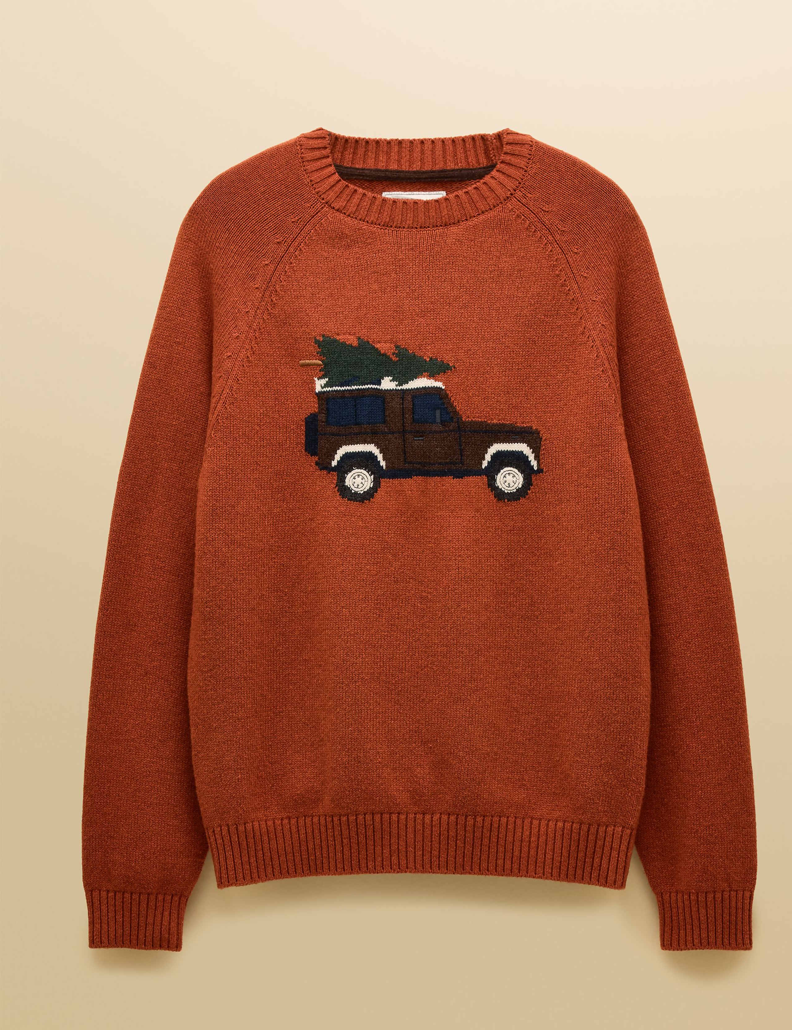 Cotton Rich Christmas Jumper with Wool 2 of 7
