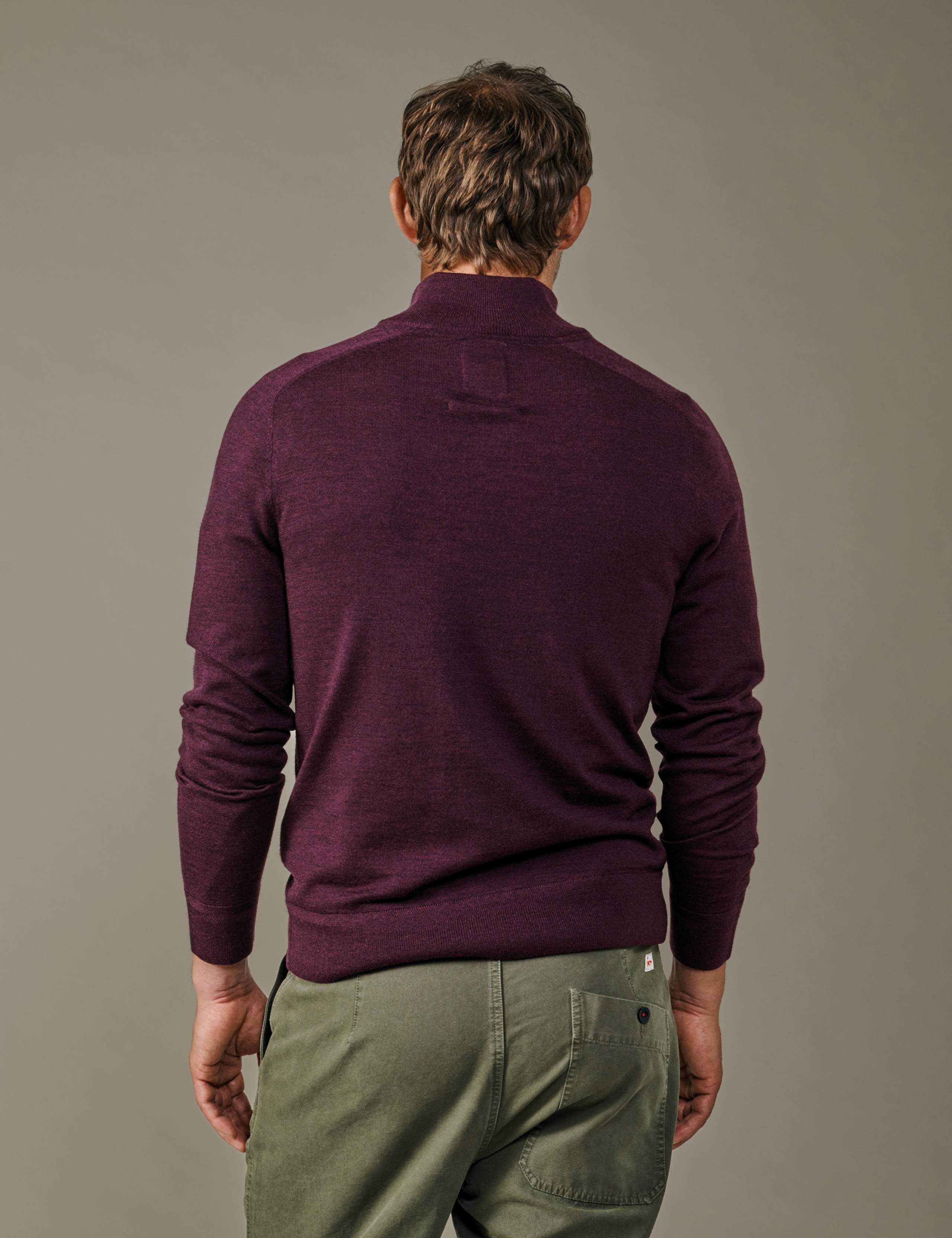 Pure Merino Wool Herringbone Half Zip Jumper 3 of 4