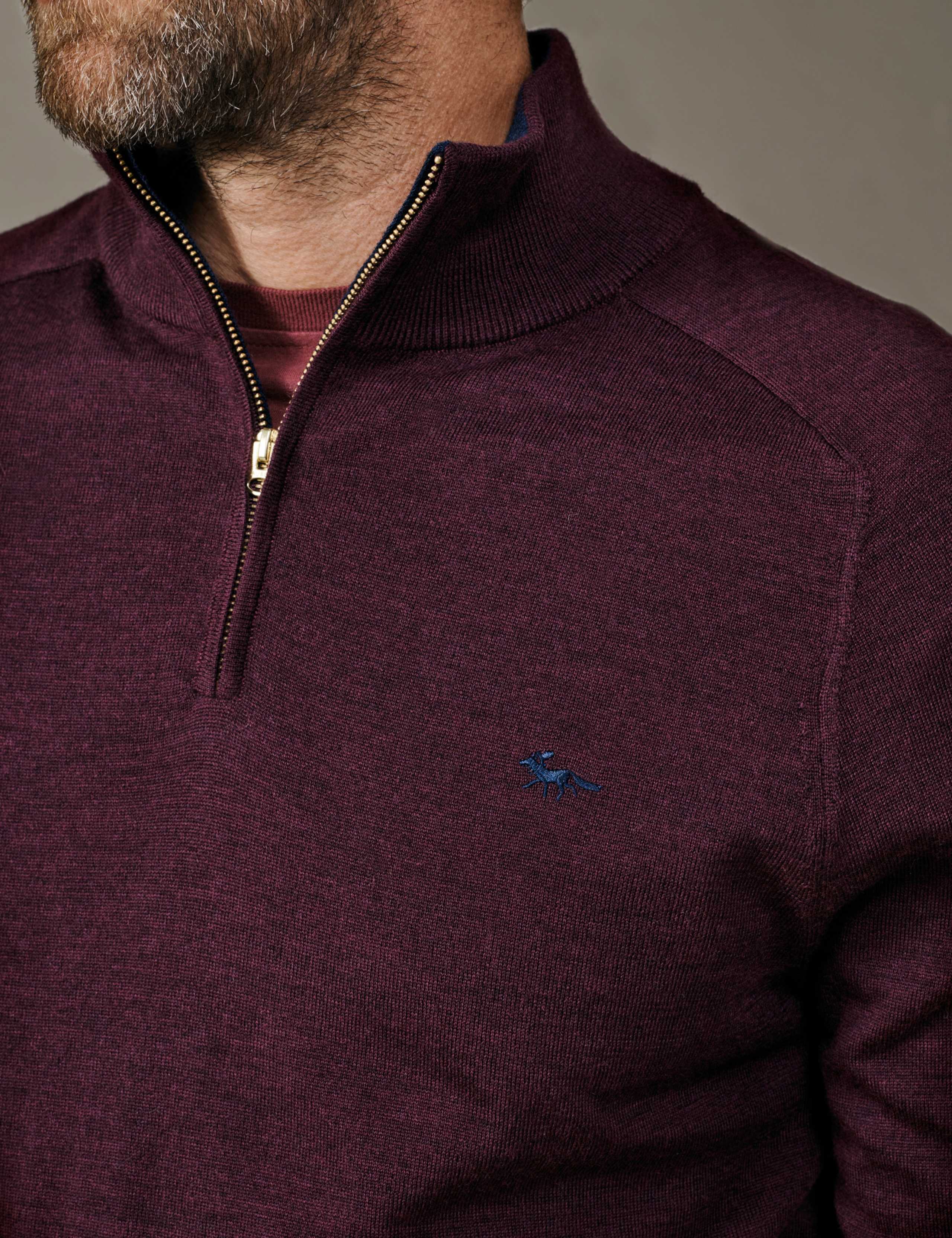 Pure Merino Wool Herringbone Half Zip Jumper 4 of 4