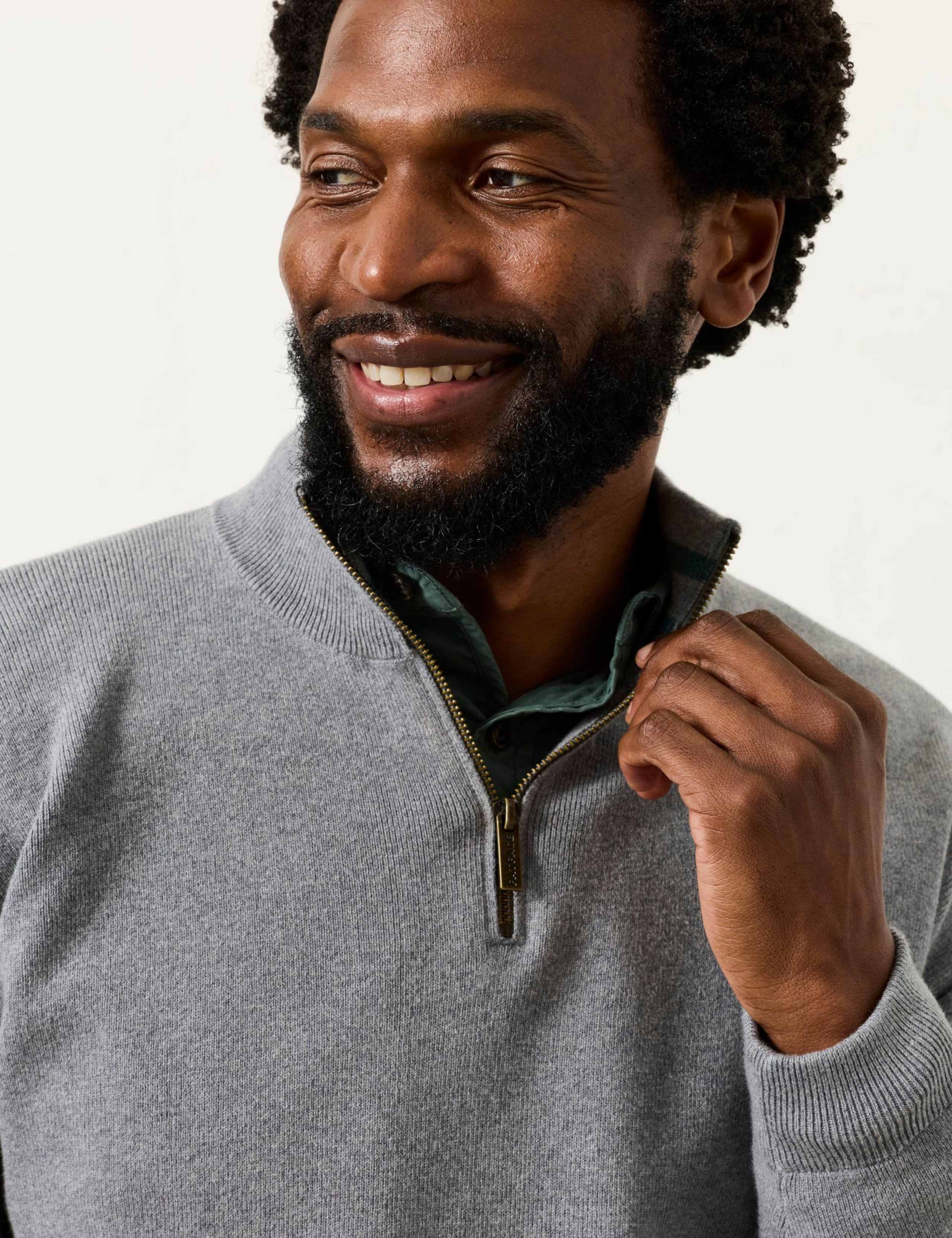 Cotton Rich Half Zip Jumper with Cashmere 5 of 6