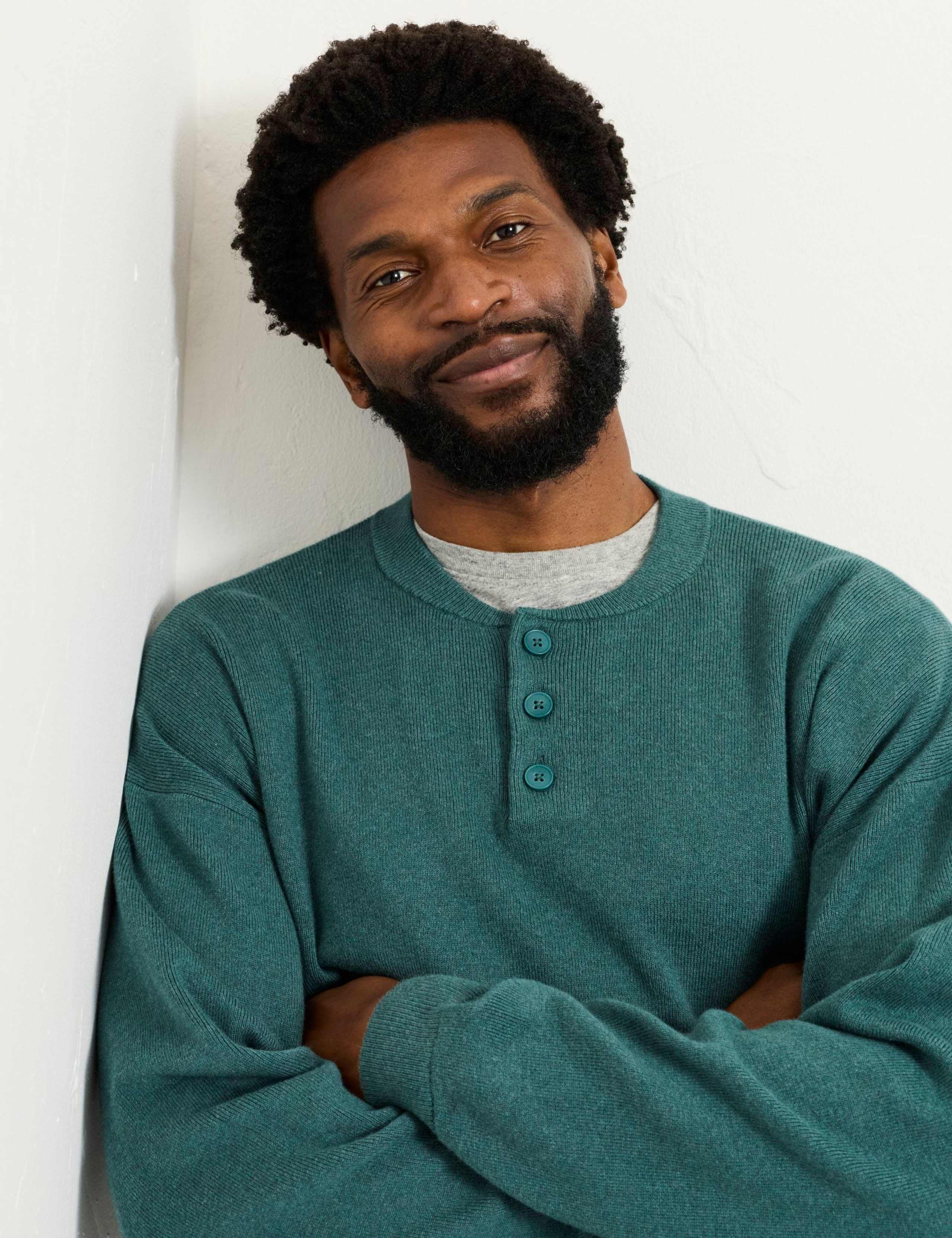 Cotton Rich Crew Neck Ribbed Jumper 5 of 6