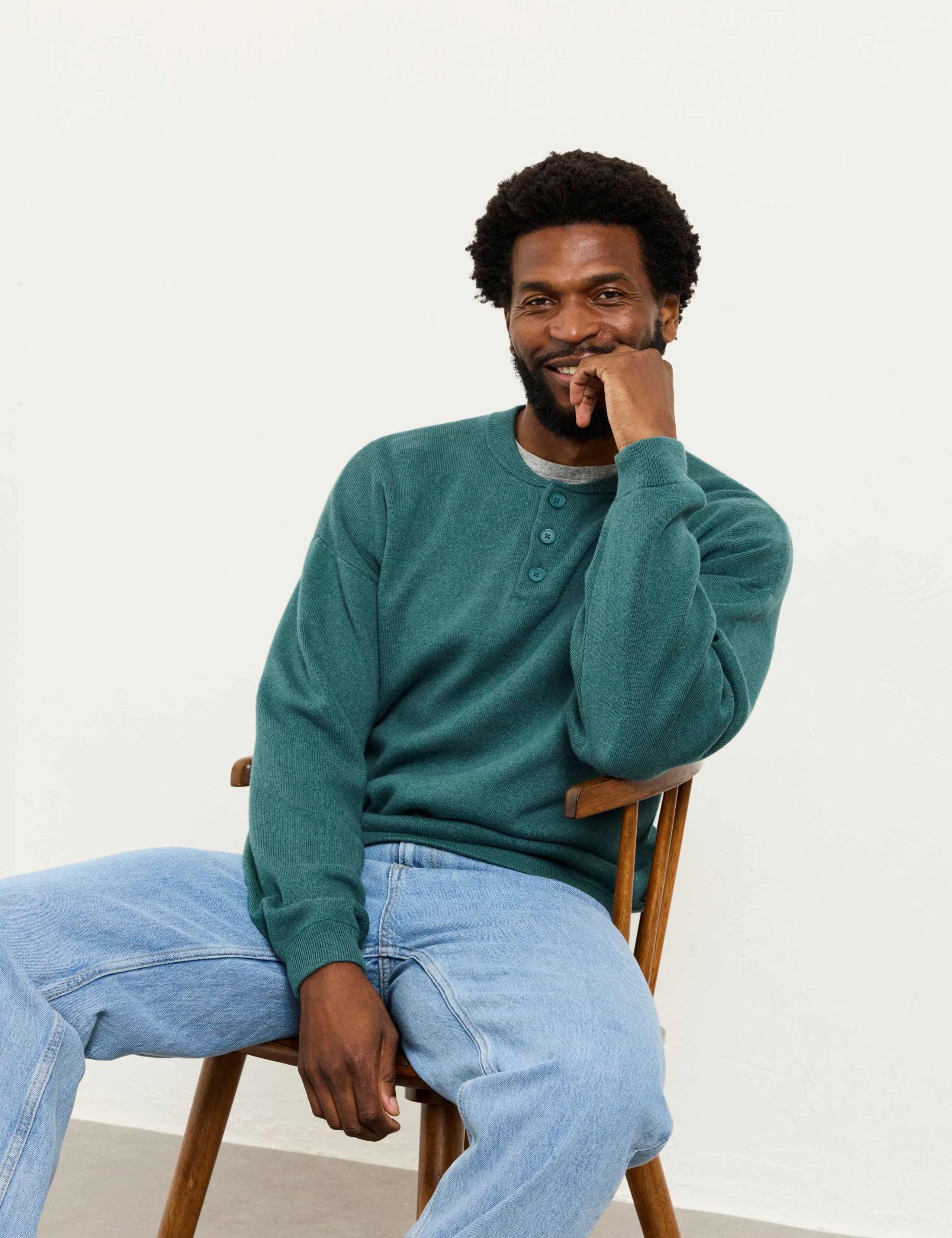 Cotton Rich Crew Neck Ribbed Jumper 6 of 6