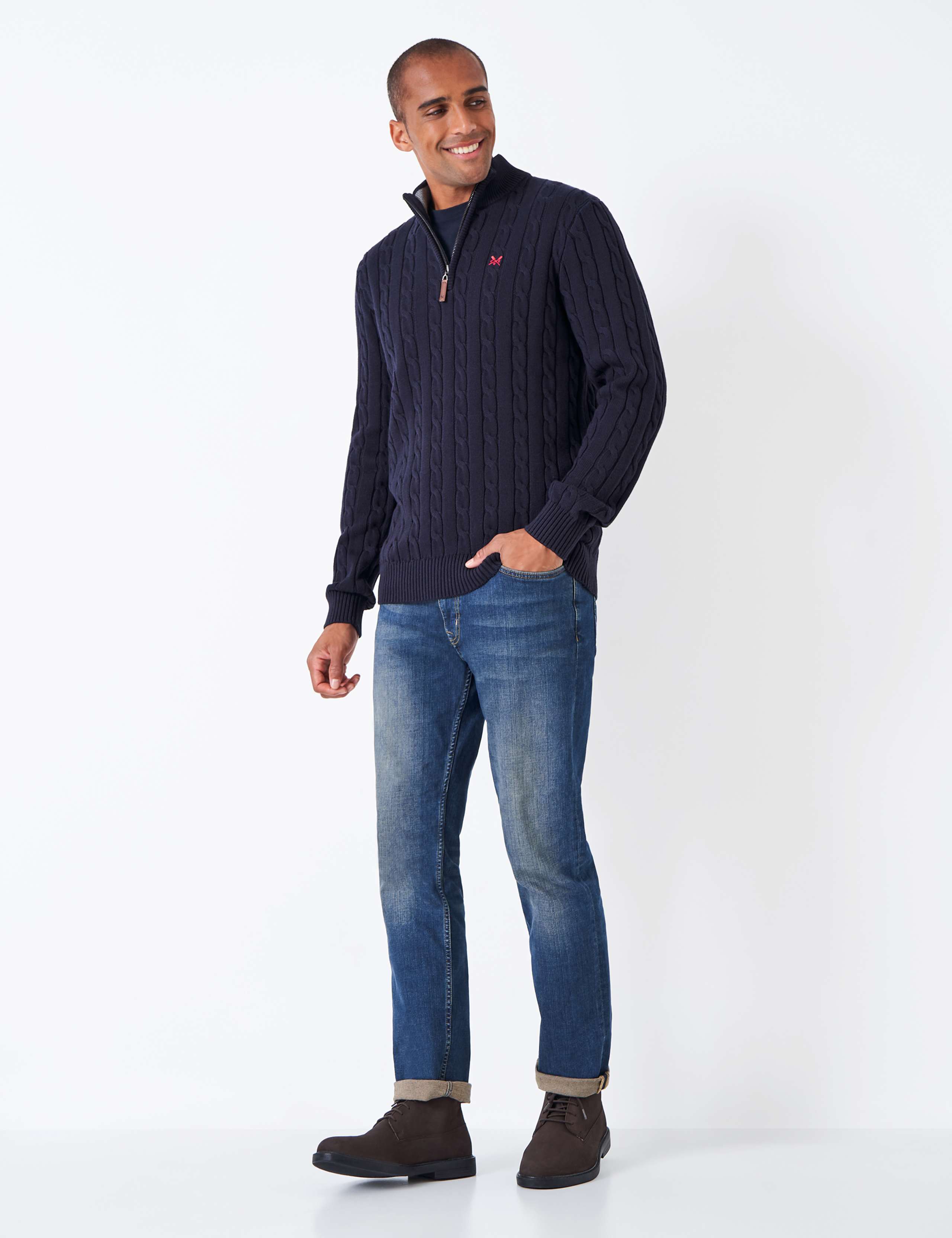 Pure Cotton Cable Half Zip Jumper 3 of 5