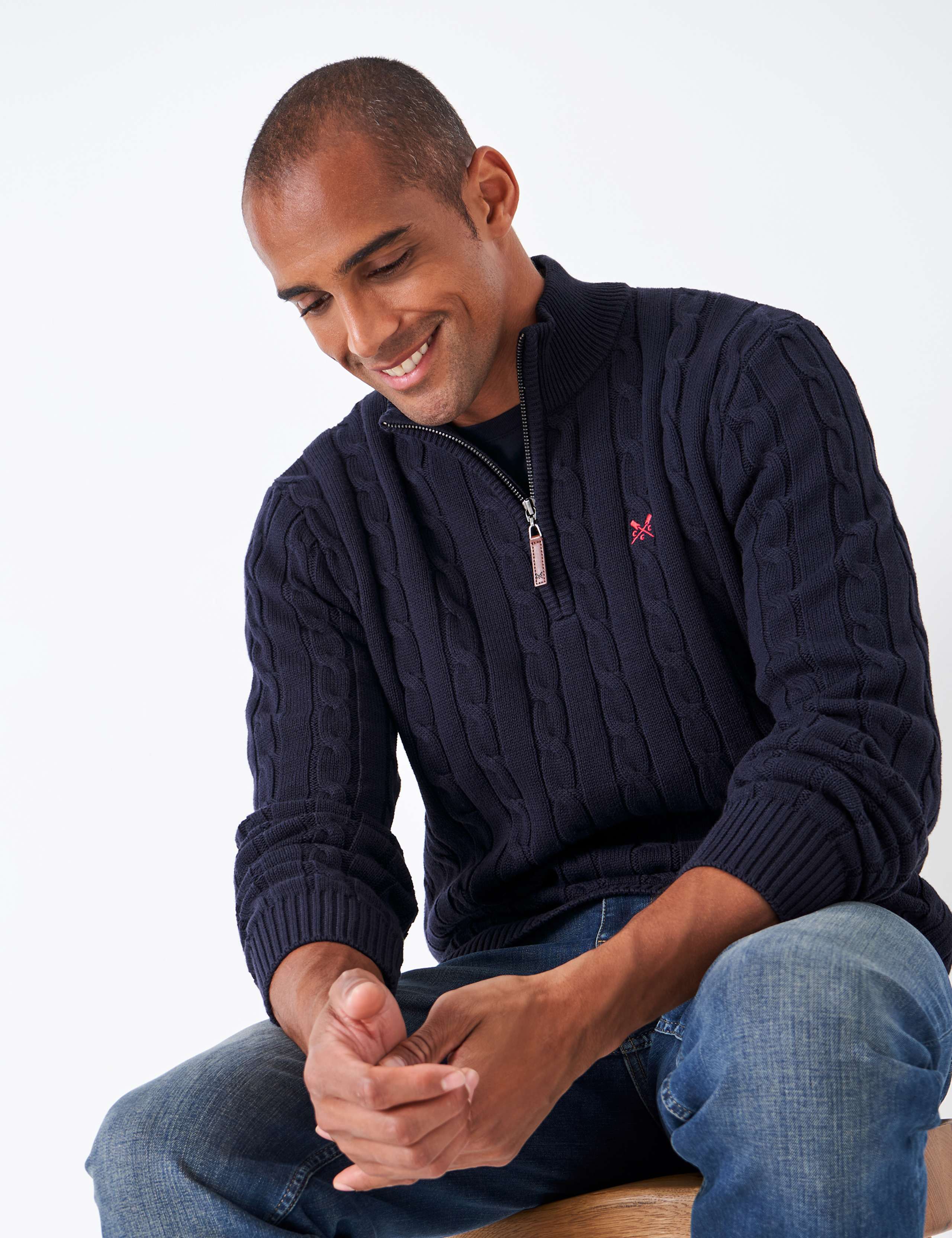 Pure Cotton Cable Half Zip Jumper 3 of 5