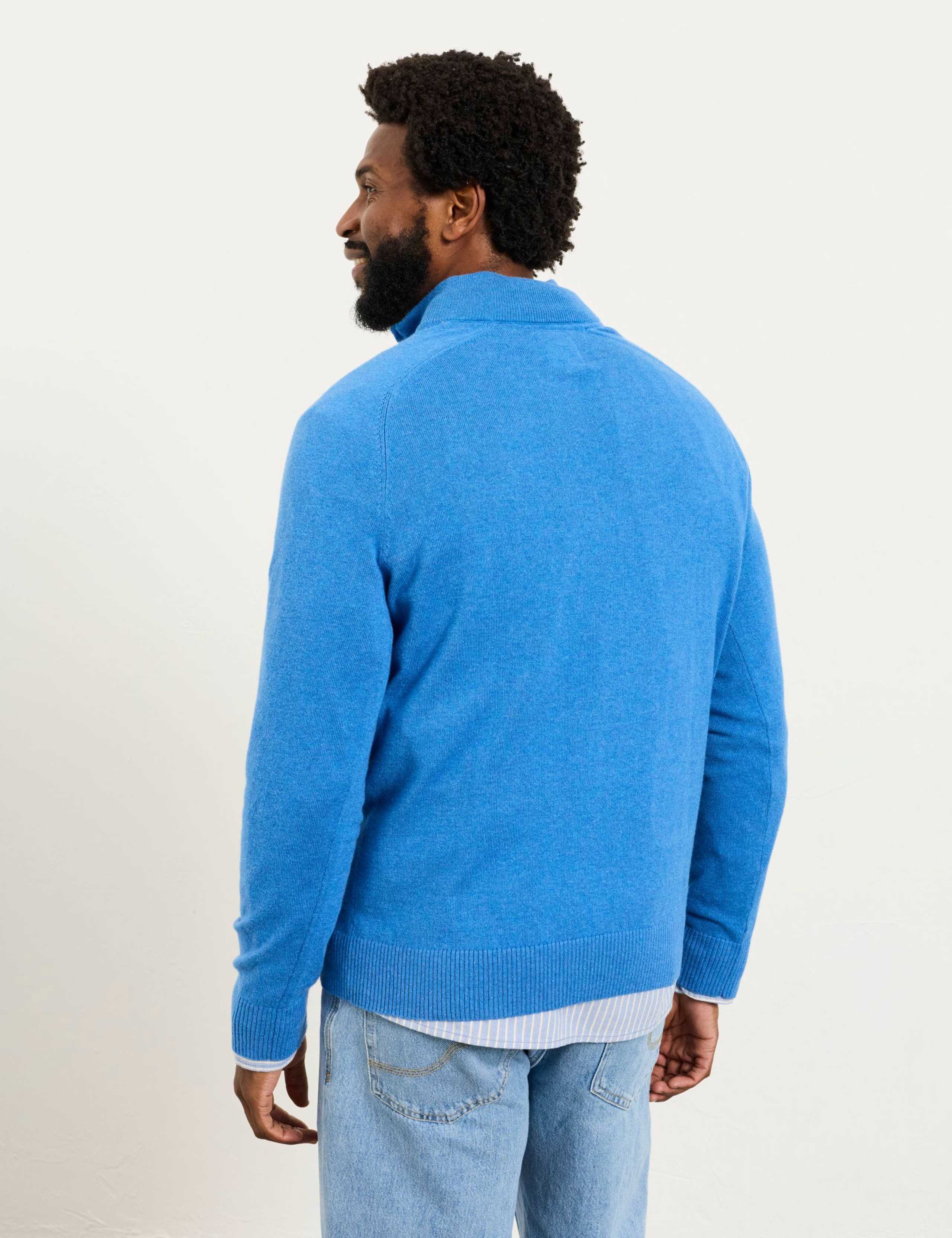 Cotton Rich Funnel Neck Half Zip Jumper 4 of 6
