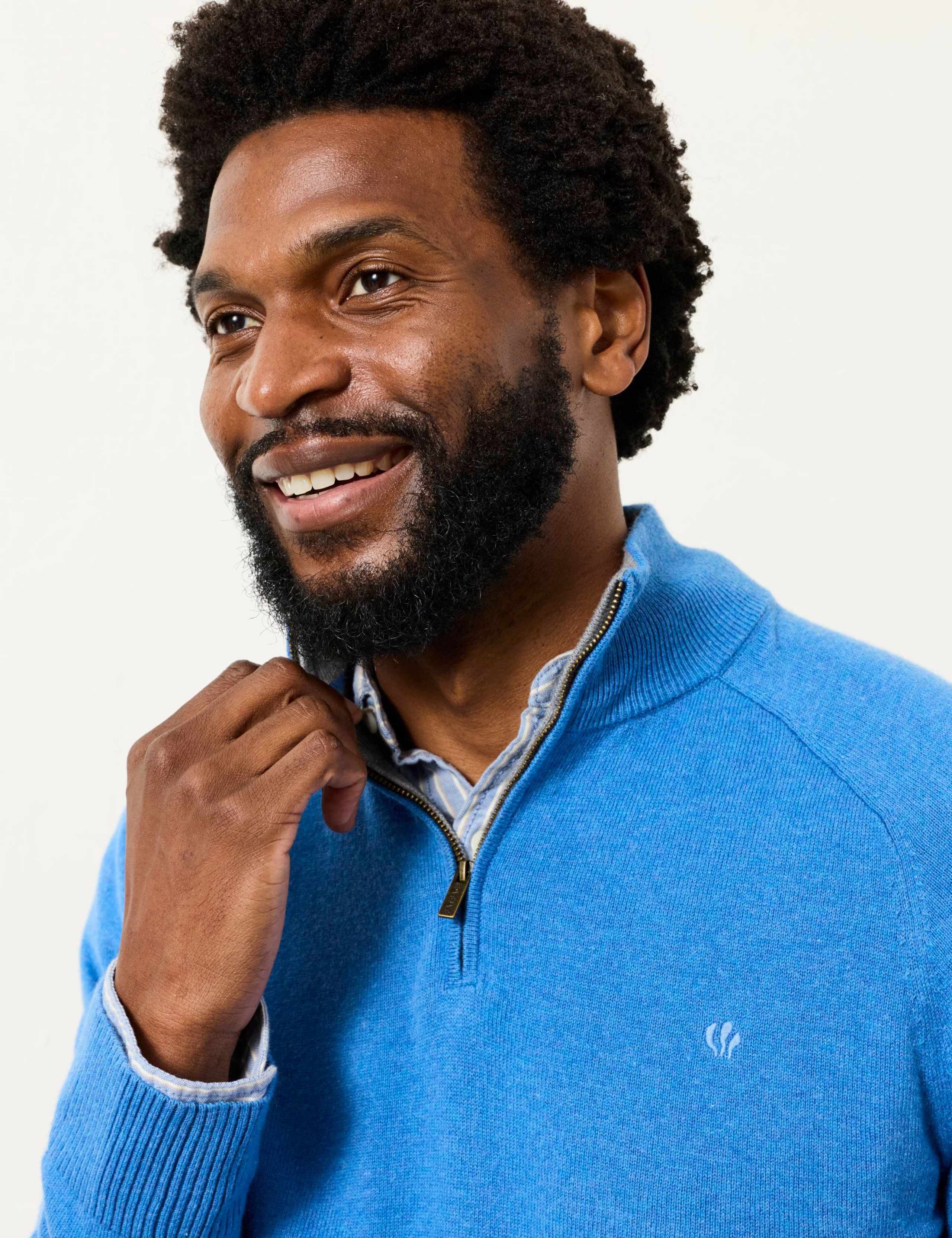 Cotton Rich Funnel Neck Half Zip Jumper 5 of 6