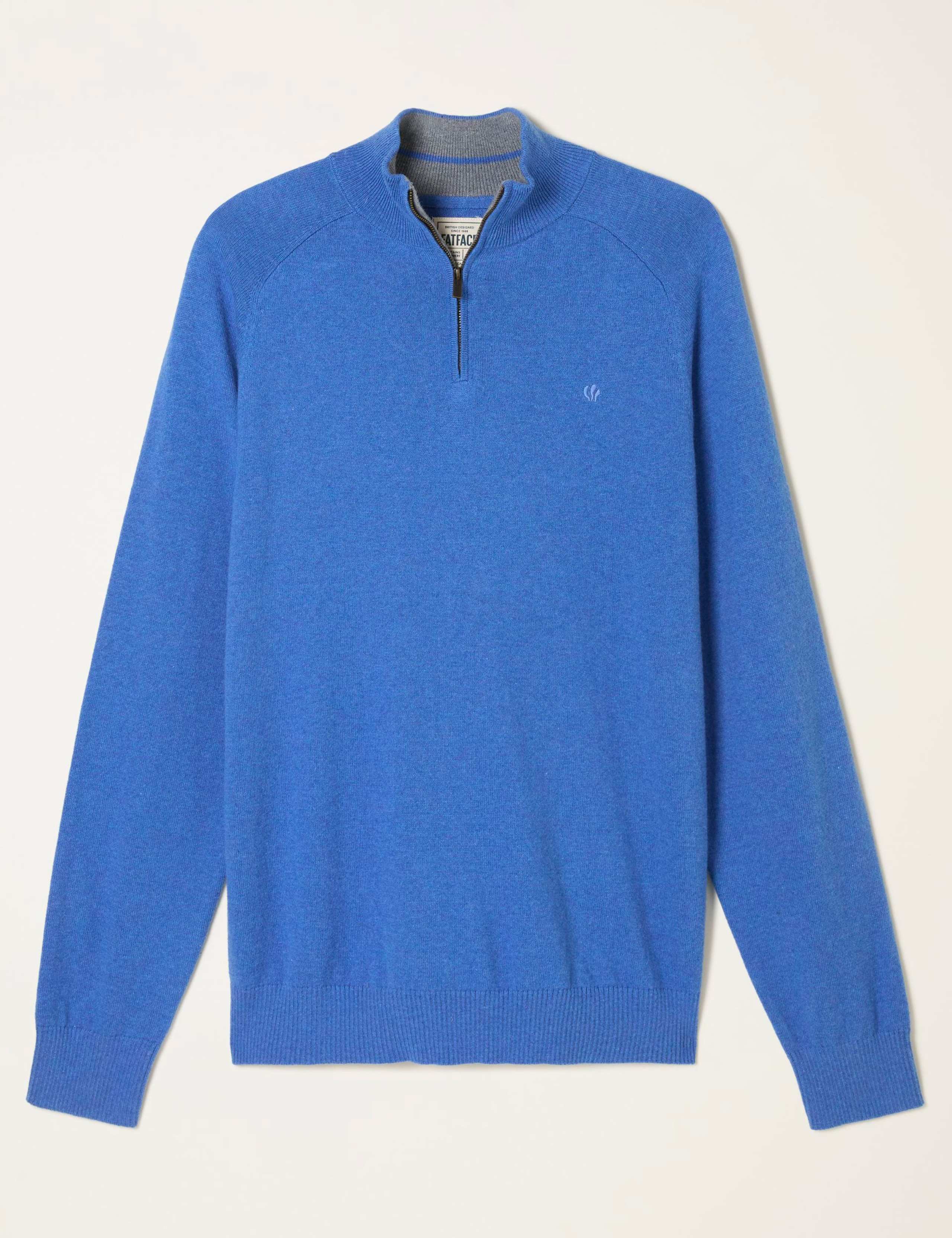 Cotton Rich Funnel Neck Half Zip Jumper 2 of 6