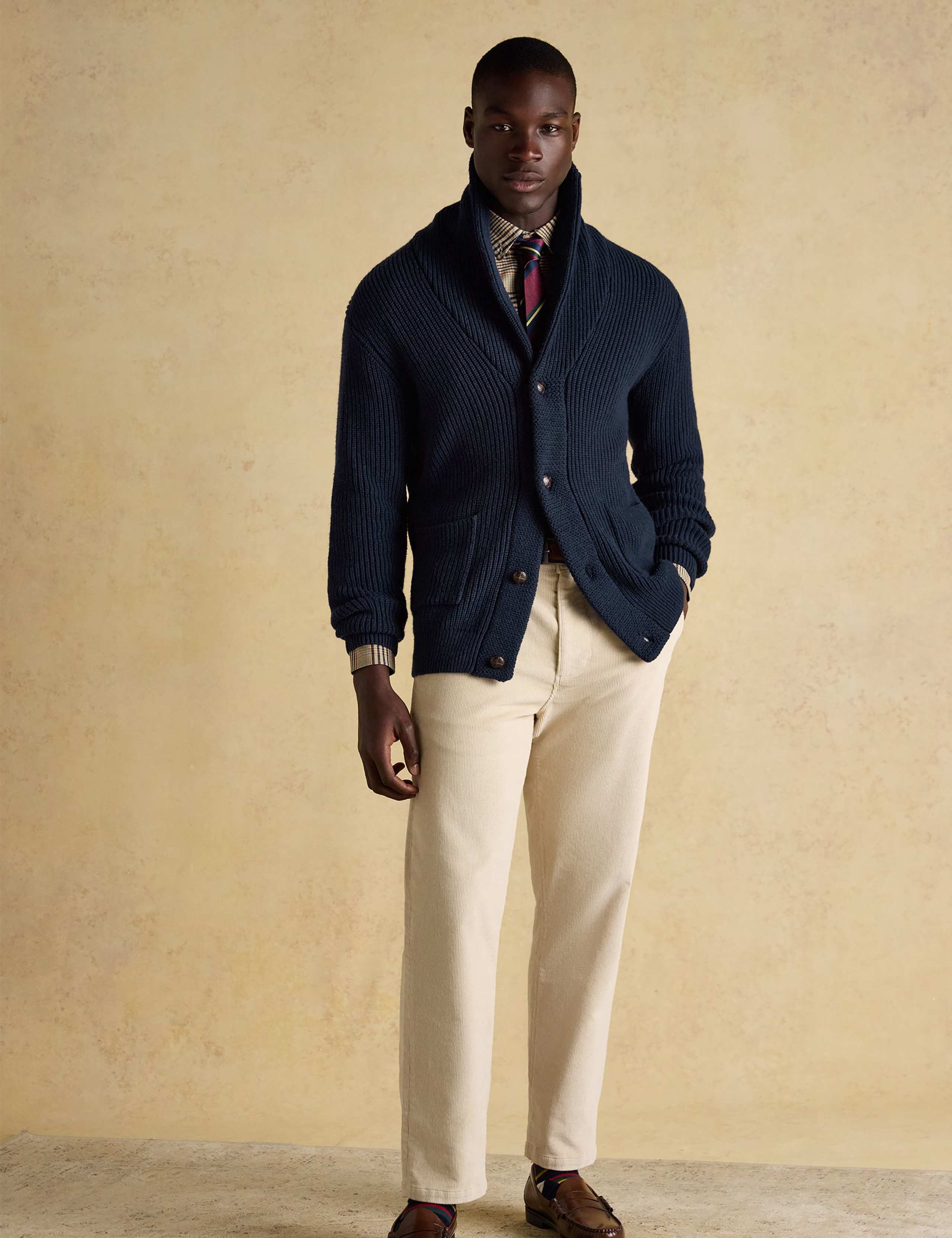 Cotton Rich Shawl Neck Cardigan with Wool 3 of 8