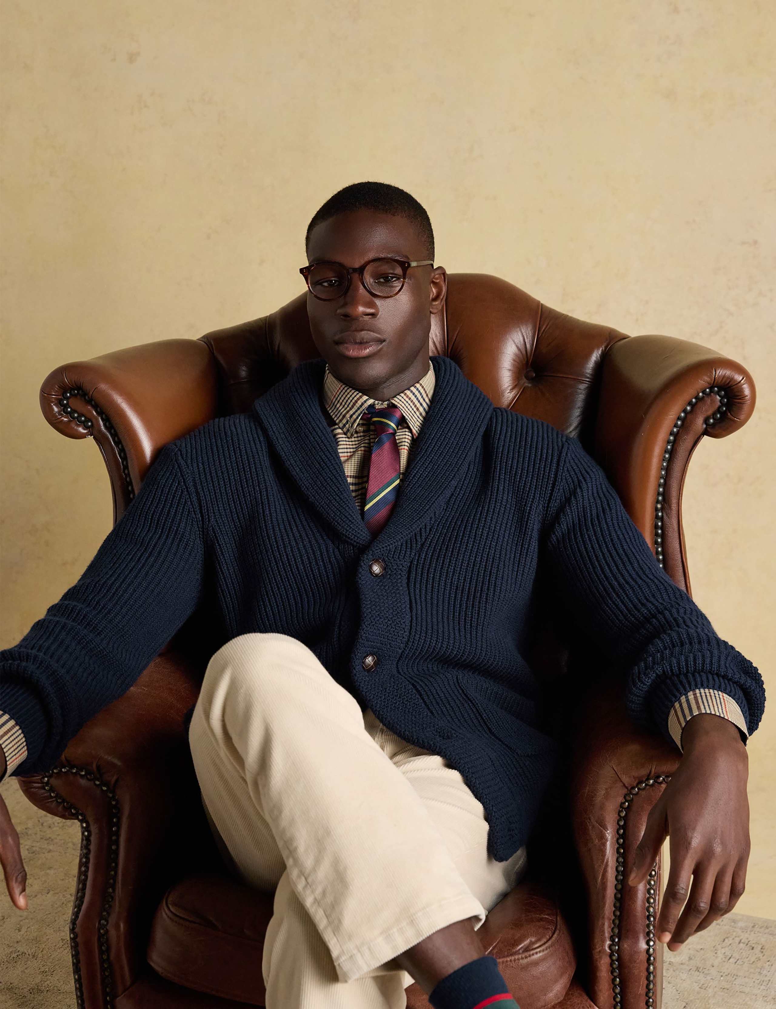 Cotton Rich Shawl Neck Cardigan with Wool 4 of 8