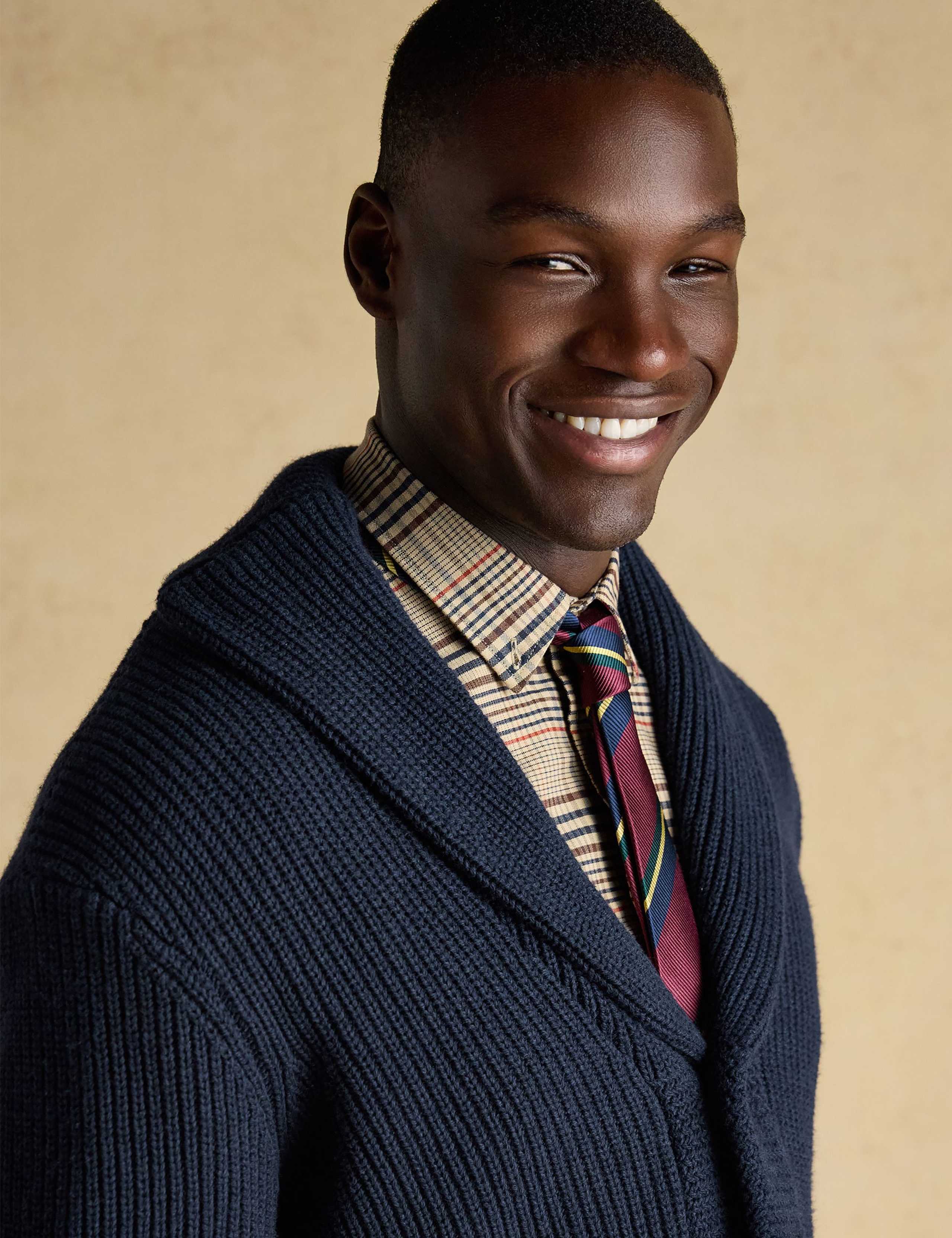 Cotton Rich Shawl Neck Cardigan with Wool 6 of 8