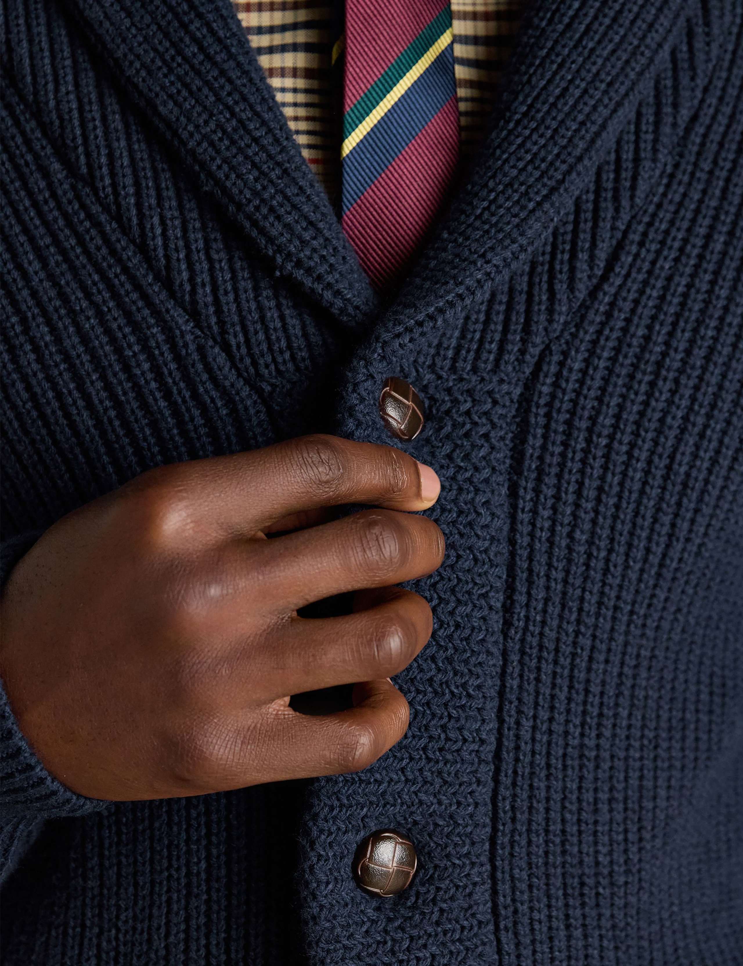 Cotton Rich Shawl Neck Cardigan with Wool 7 of 8