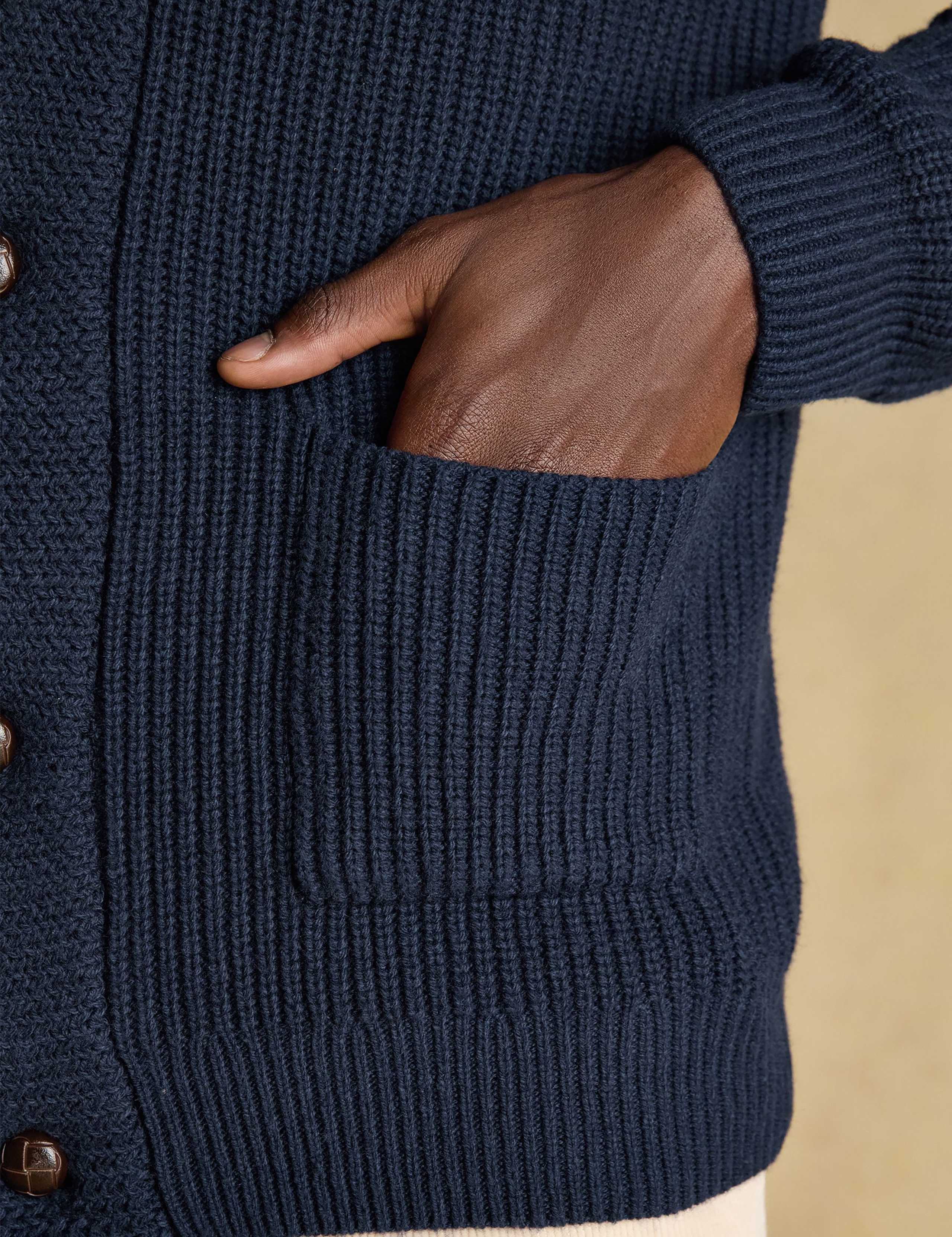 Cotton Rich Shawl Neck Cardigan with Wool 8 of 8