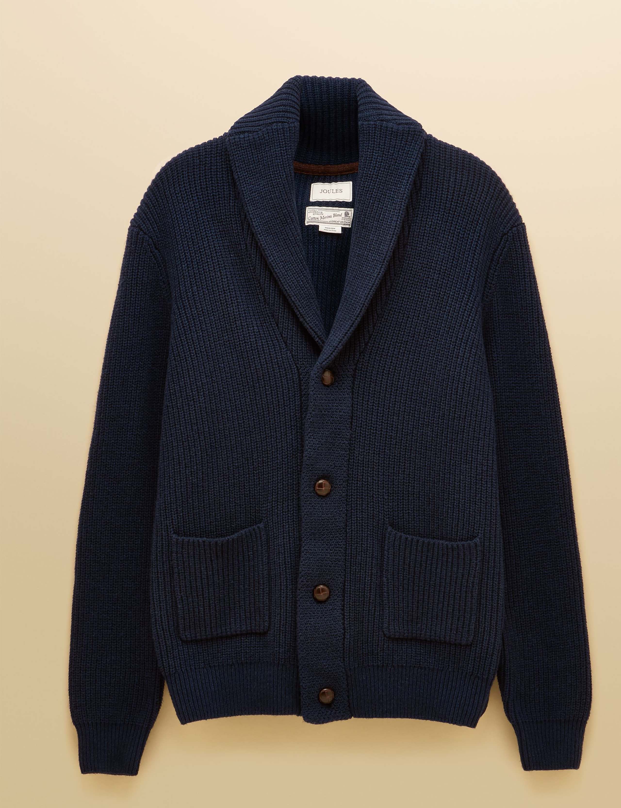 Cotton Rich Shawl Neck Cardigan with Wool 2 of 8