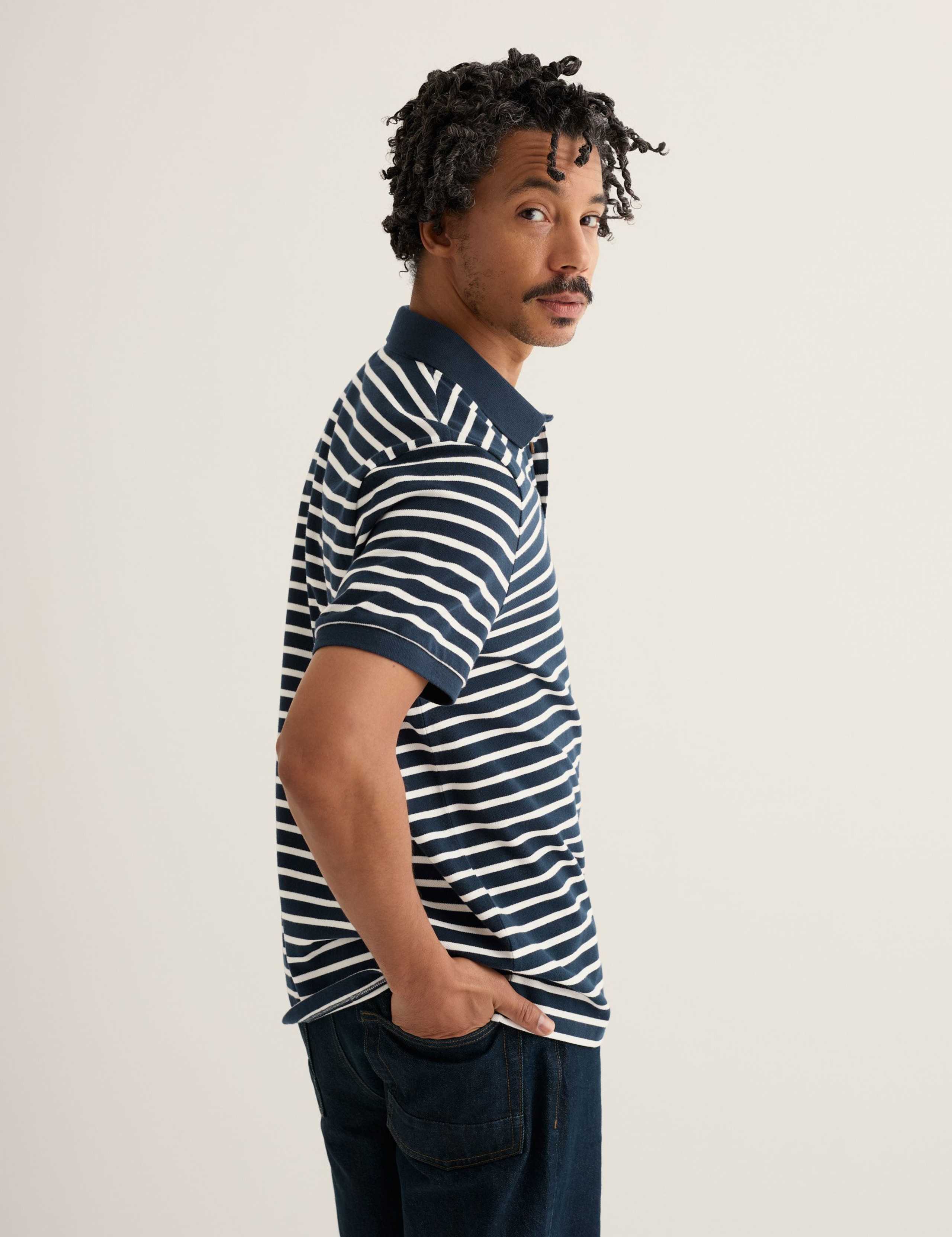 Pure Cotton Pique Striped Polo Shirt 3 of 5