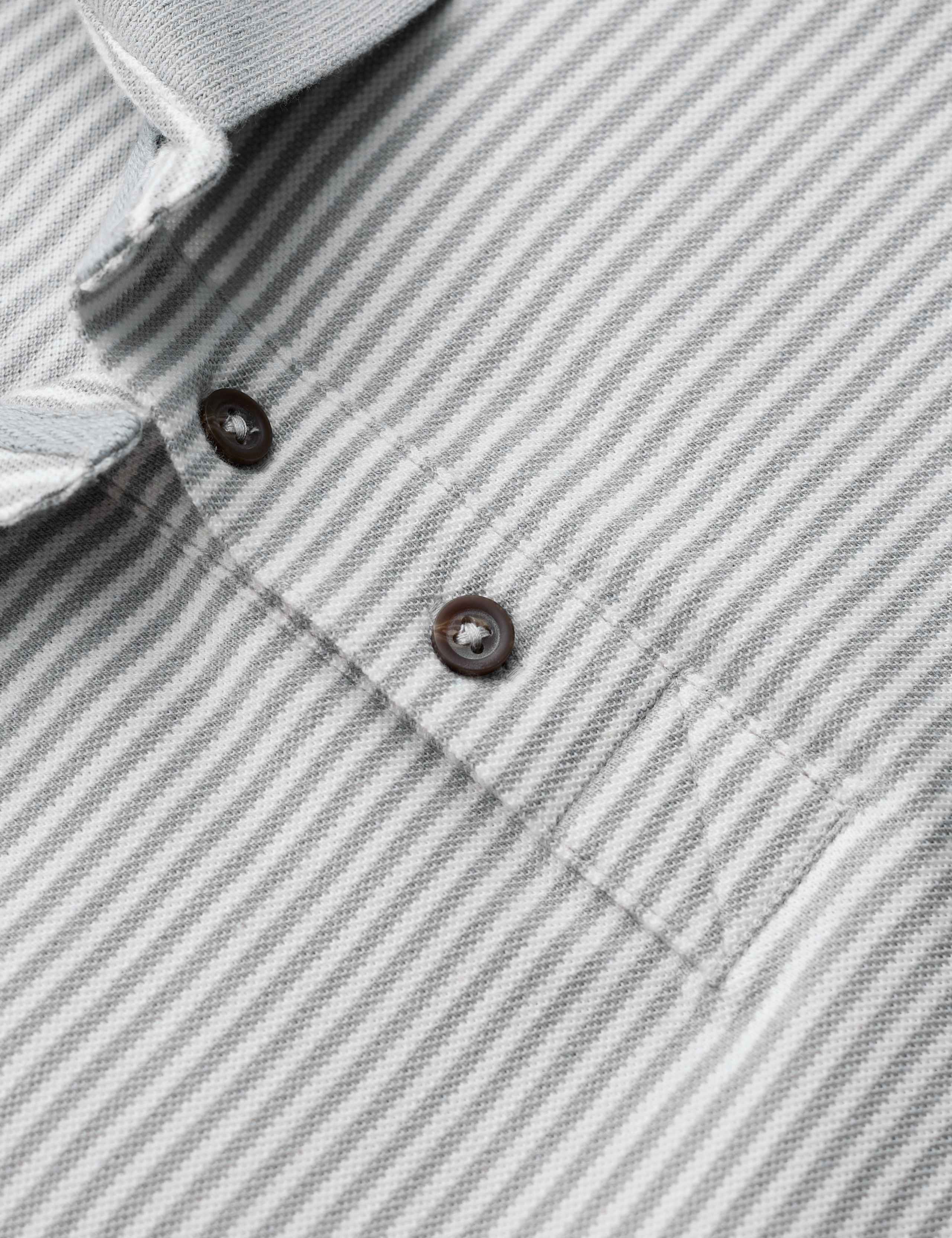 Pure Cotton Pique Striped Polo Shirt 5 of 5
