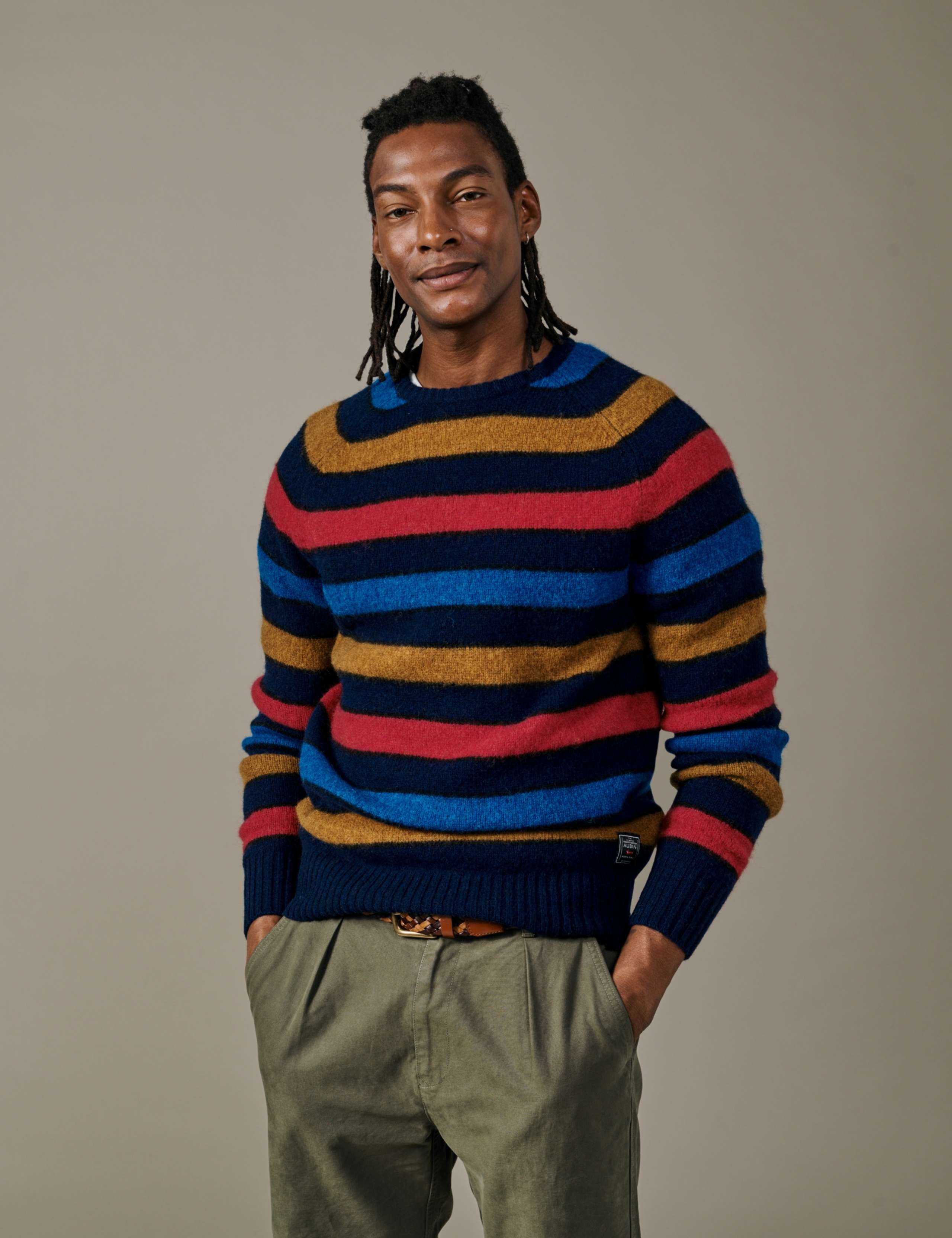 Striped Crew Neck Jumper with Wool 1 of 4