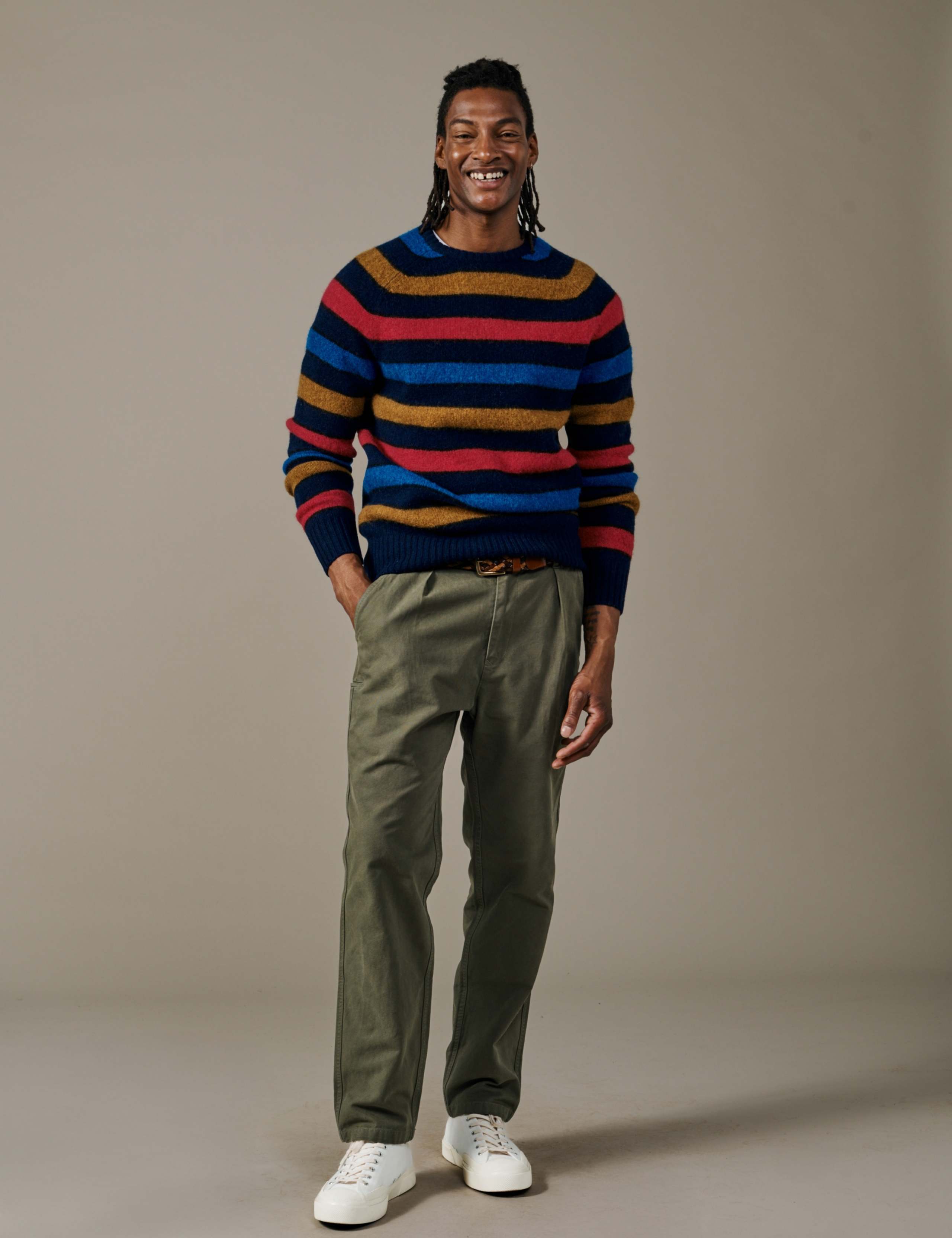 Striped Crew Neck Jumper with Wool 2 of 4