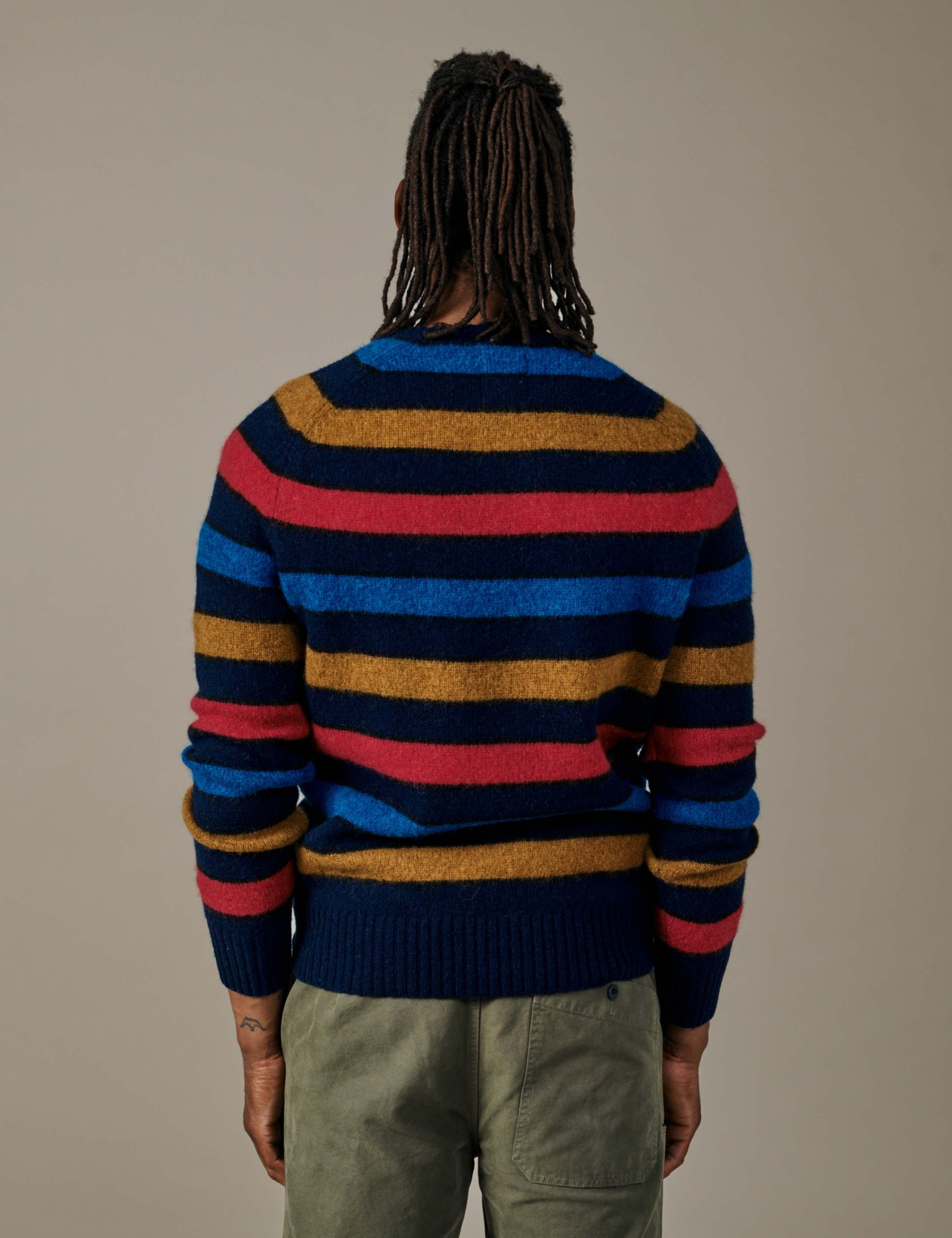 Striped Crew Neck Jumper with Wool 3 of 4