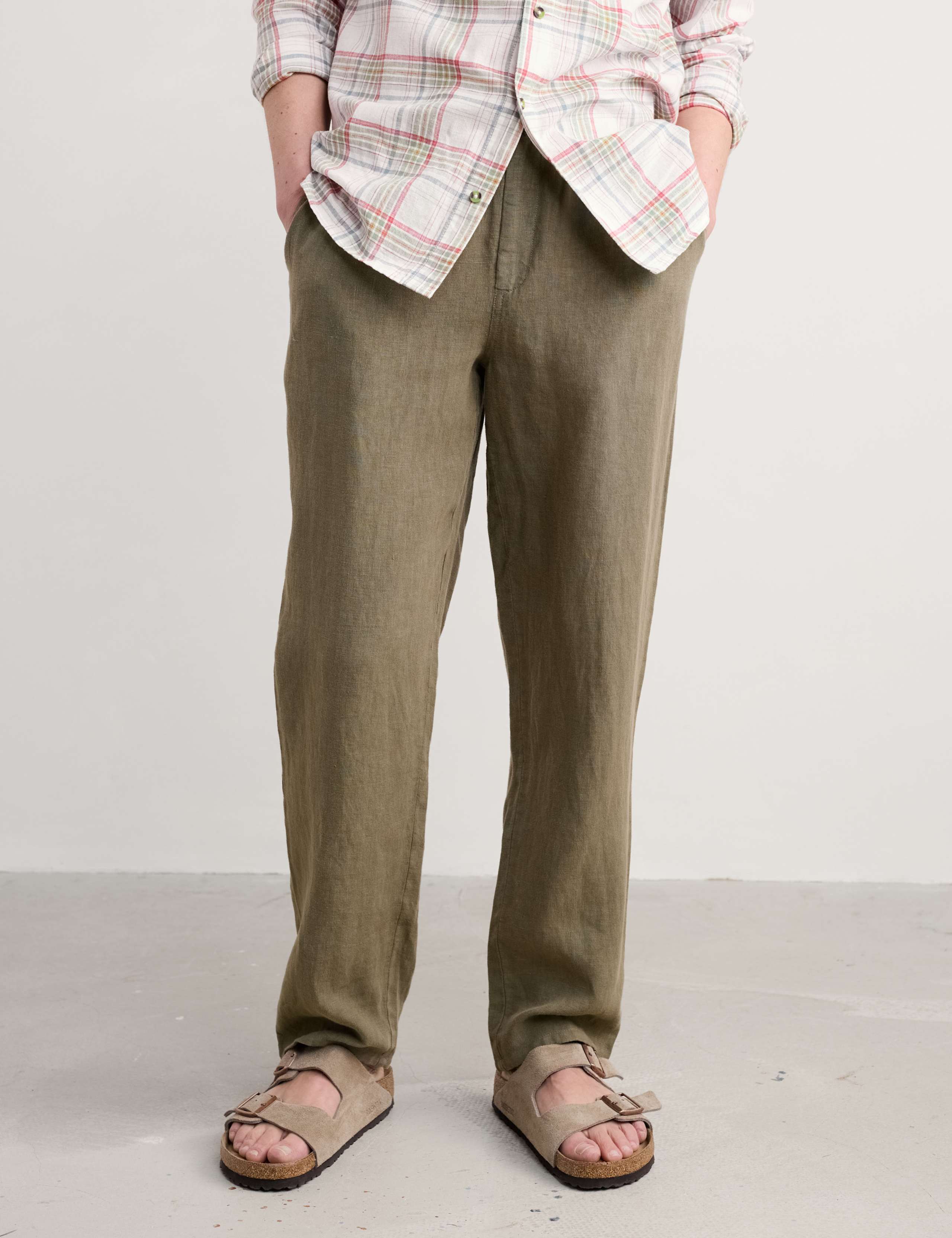 Tapered Fit Pure Linen Trousers 2 of 3