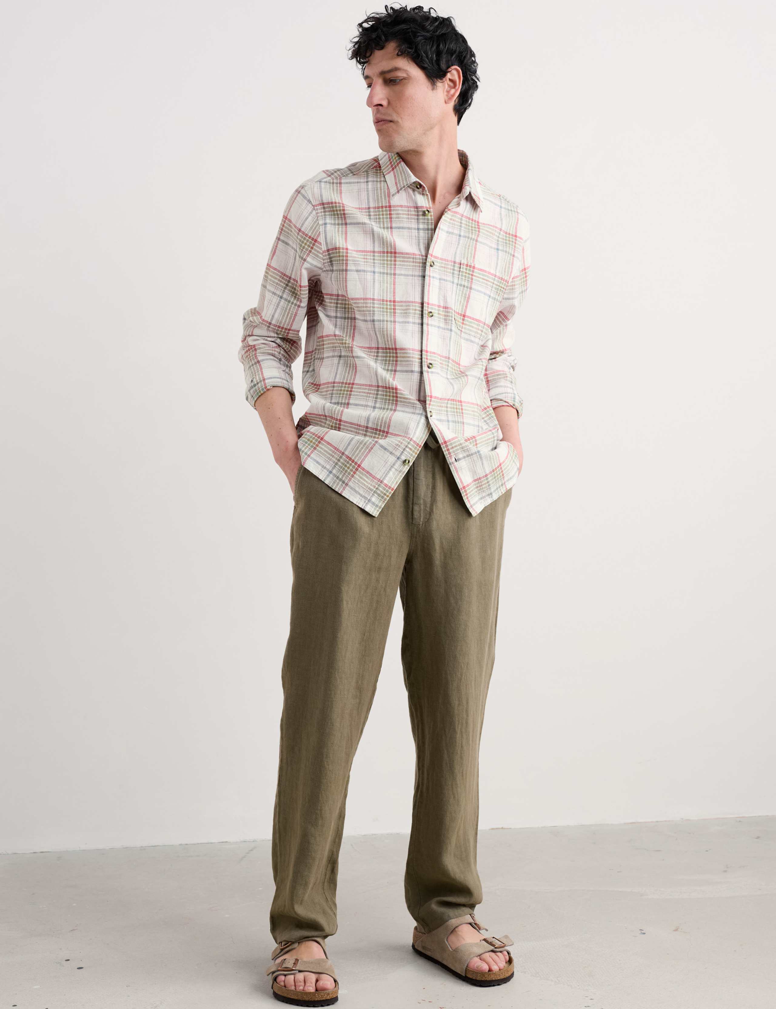 Tapered Fit Pure Linen Trousers 3 of 3