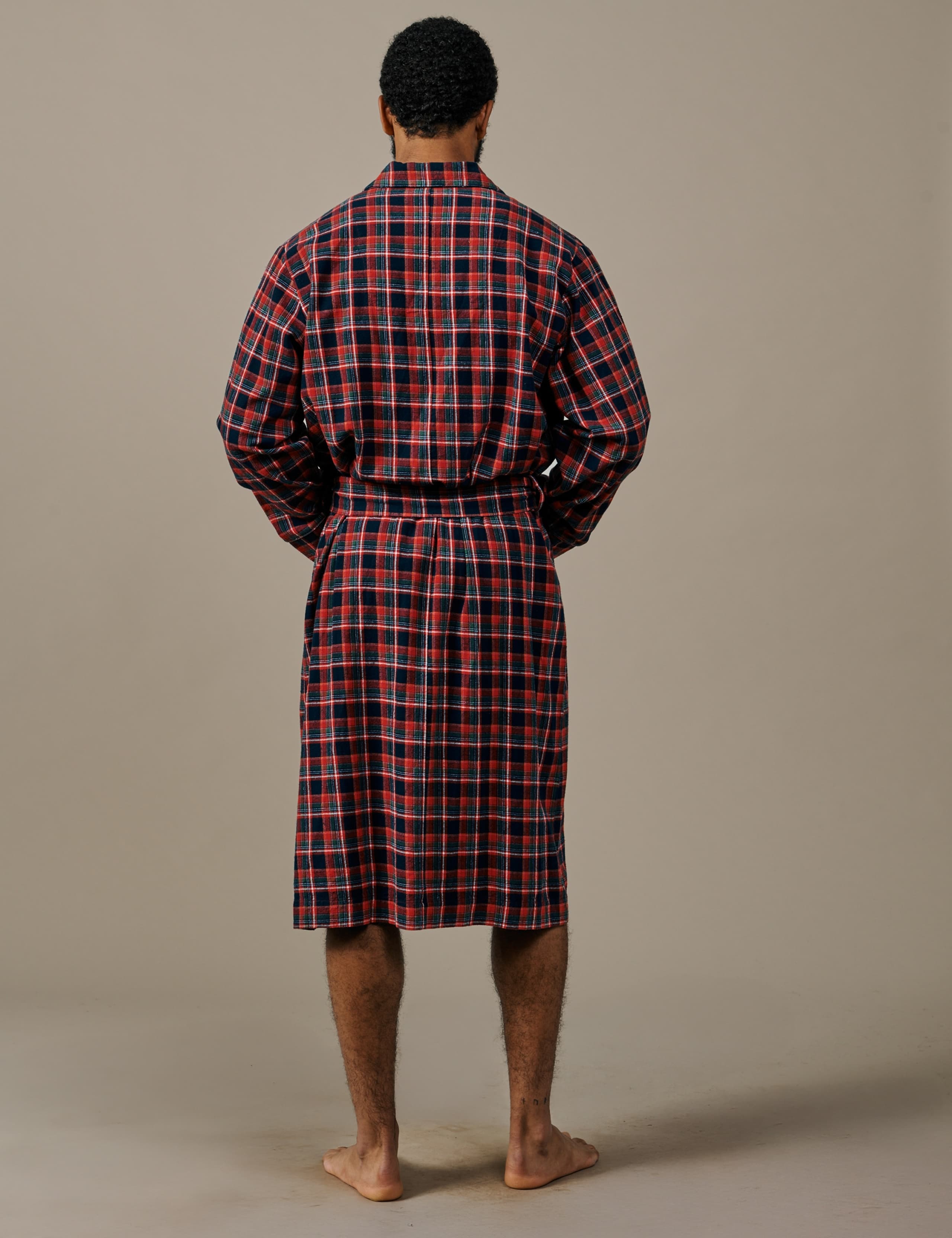 Pure Cotton Checked Dressing Gown 2 of 3