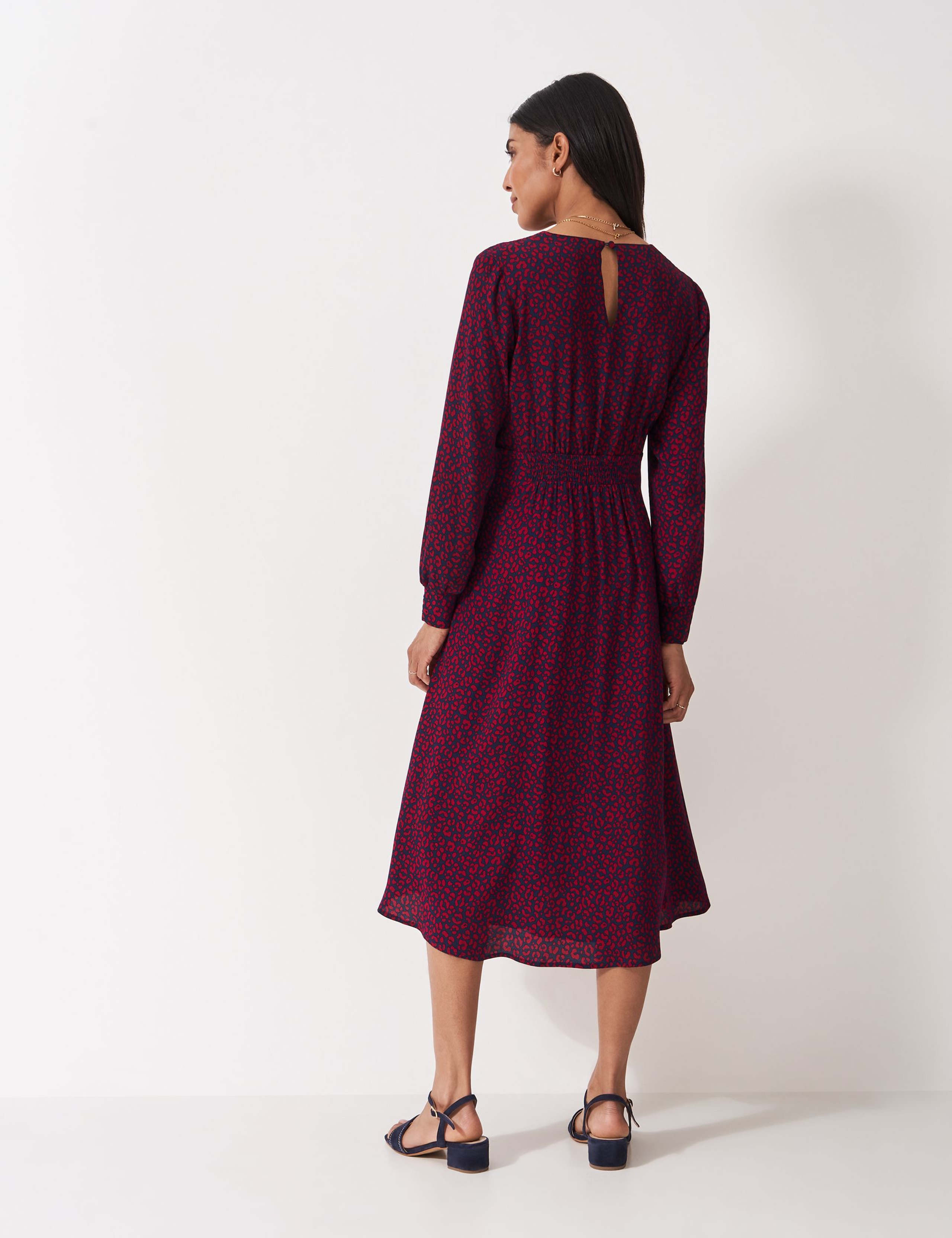 Animal Print Midi Shirred Dress 4 of 5