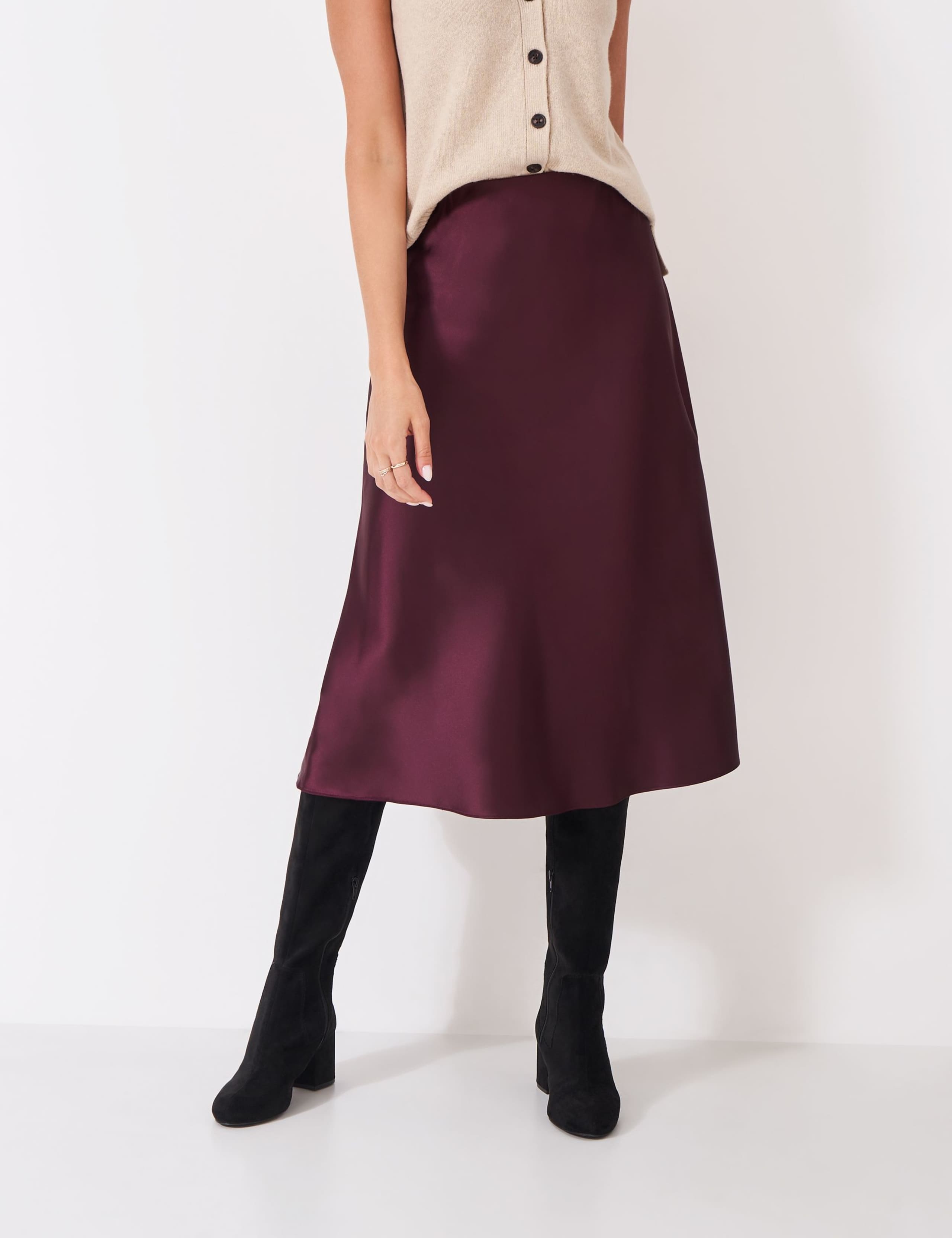Satin Midi A-Line Slip Skirt 3 of 5