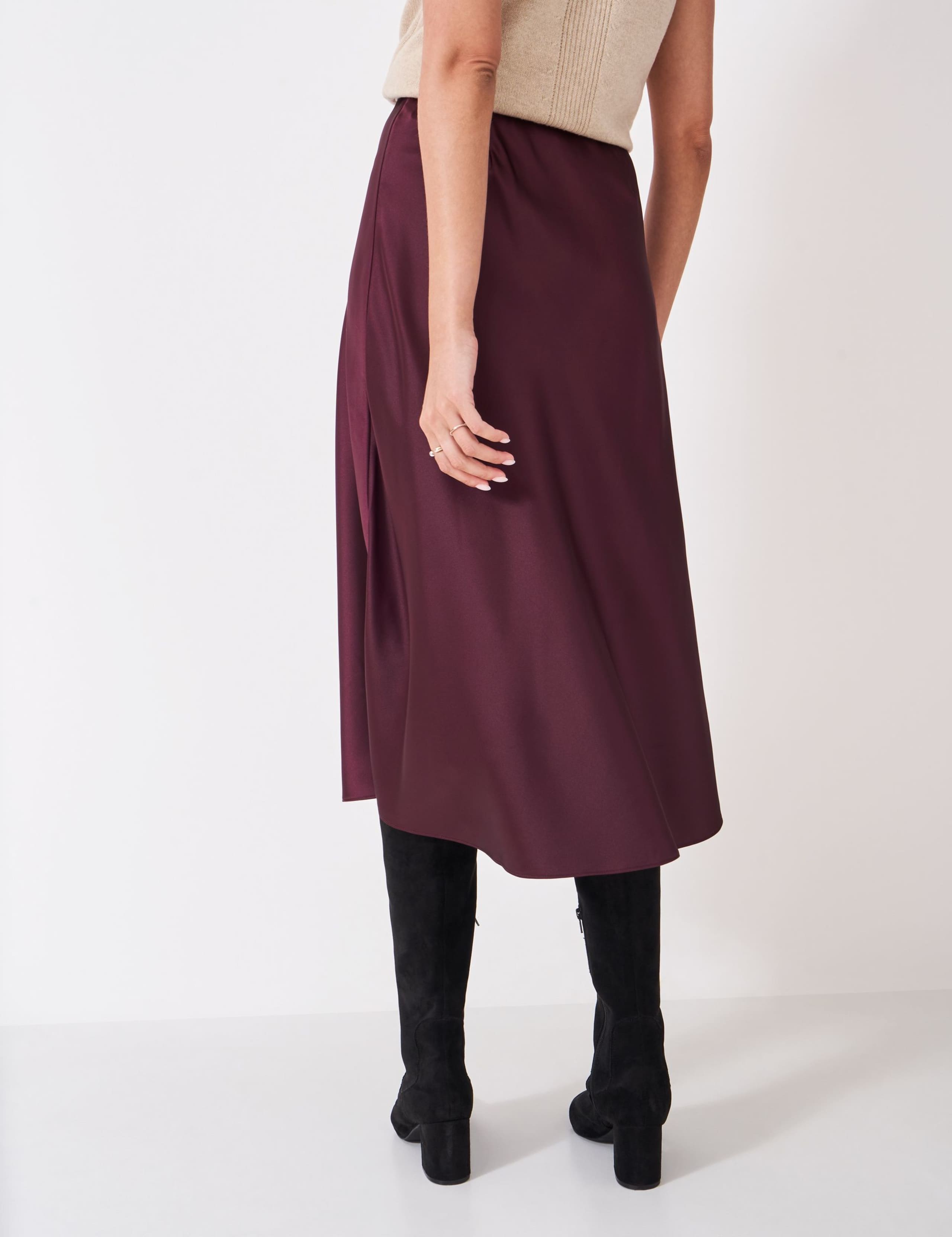 Satin Midi A-Line Slip Skirt 4 of 5