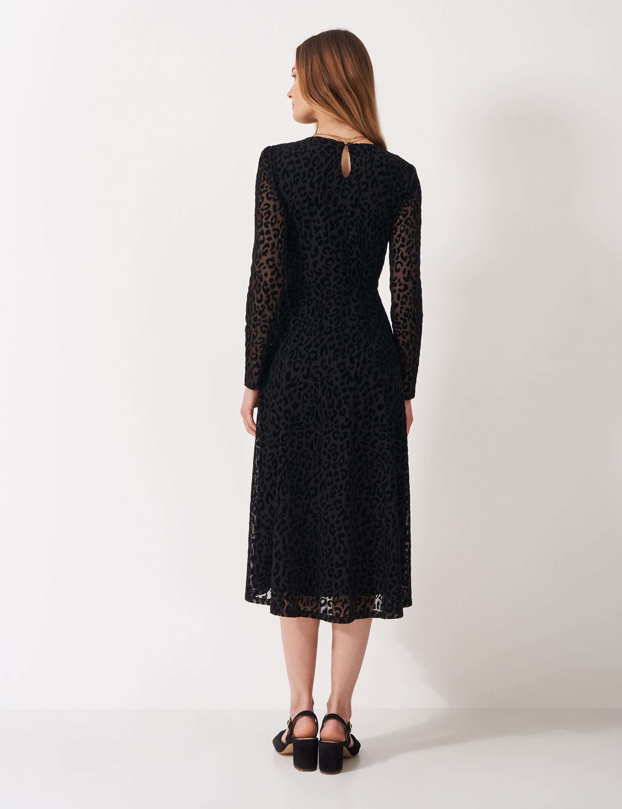 Mesh Jersey Animal Print Flock Midi Dress 4 of 5