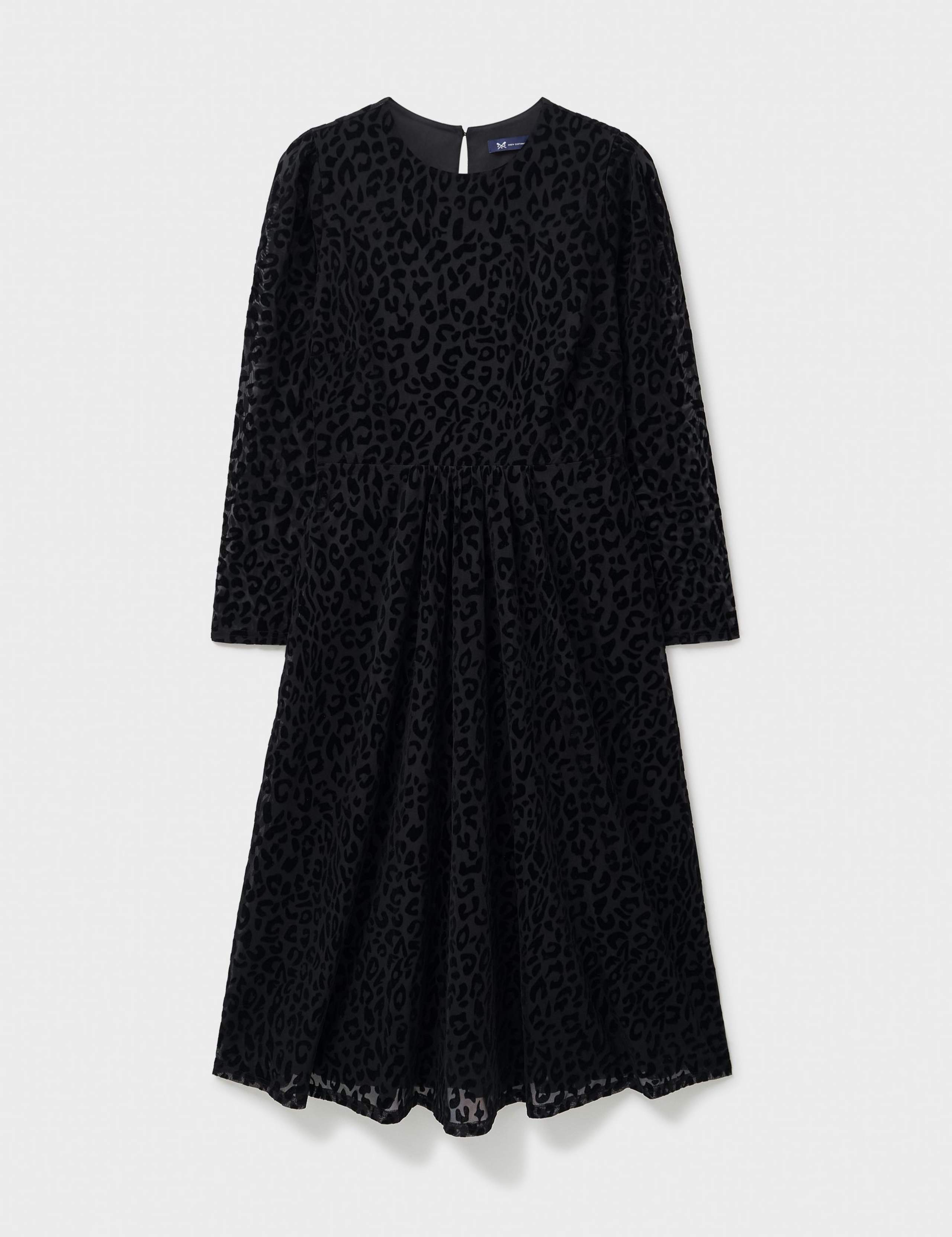 Mesh Jersey Animal Print Flock Midi Dress 2 of 5