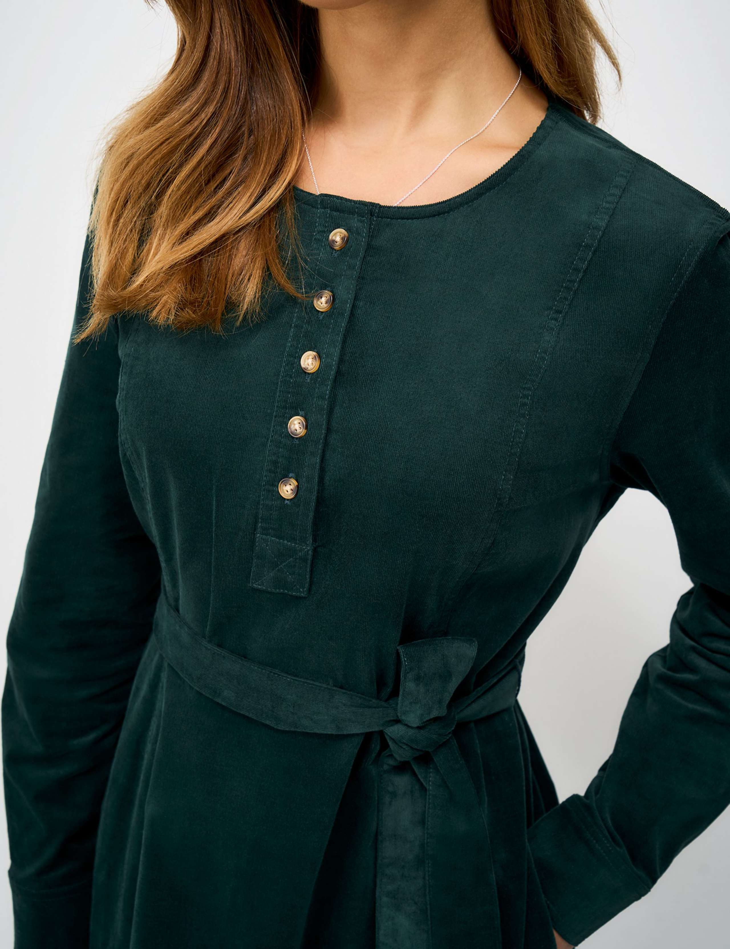 Cotton Rich Cord Knee Length Shirt Dress 4 of 5