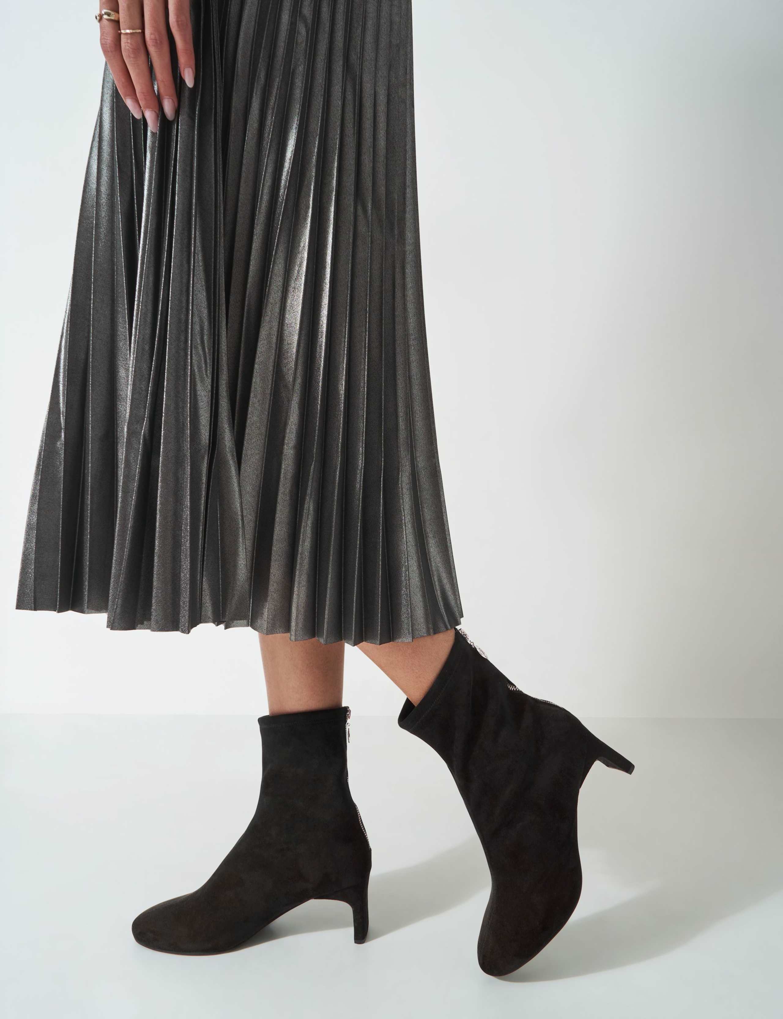 Suede Slim Block Heel Ankle Boots 4 of 4