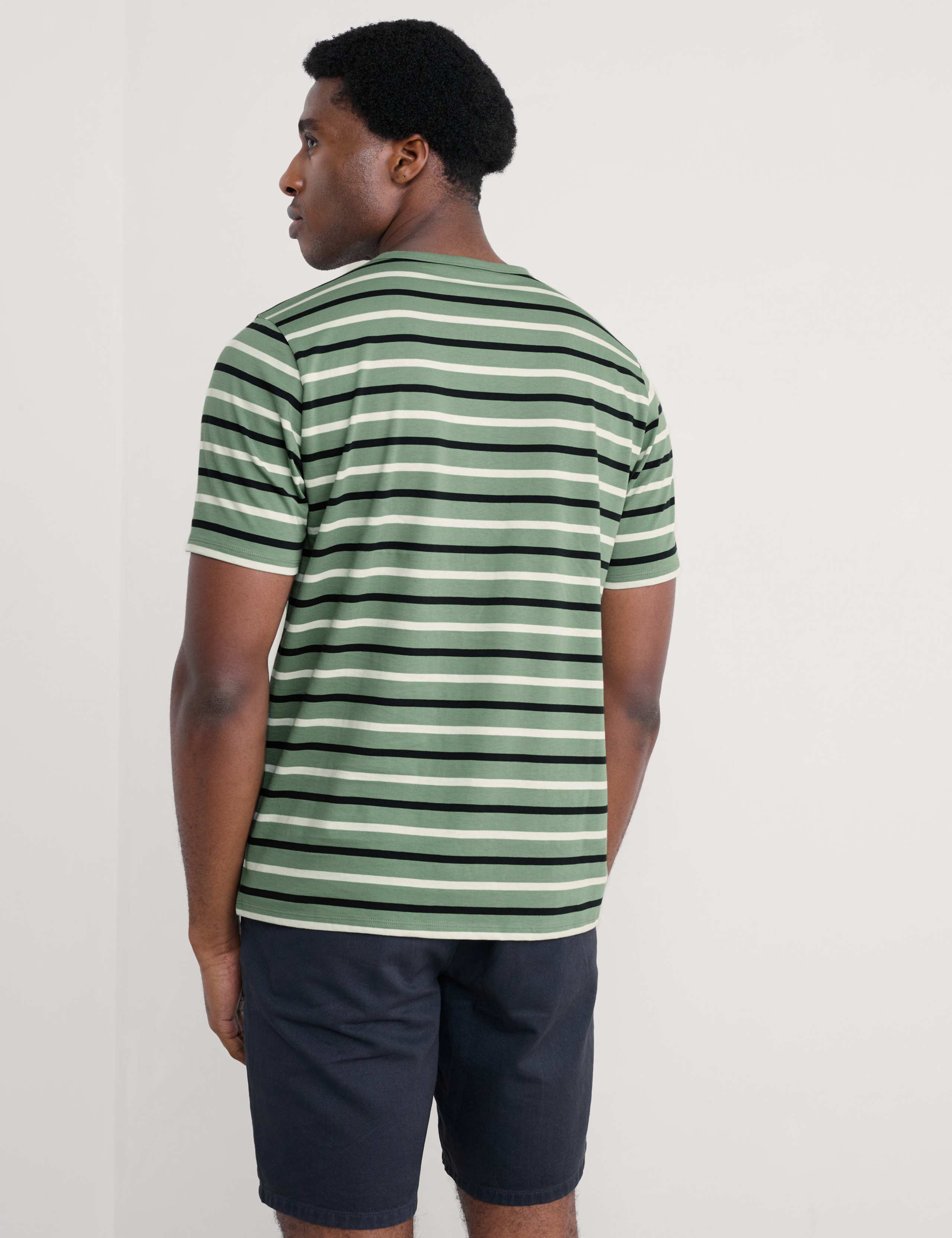 Pure Cotton Striped Crew Neck T-Shirt 3 of 4