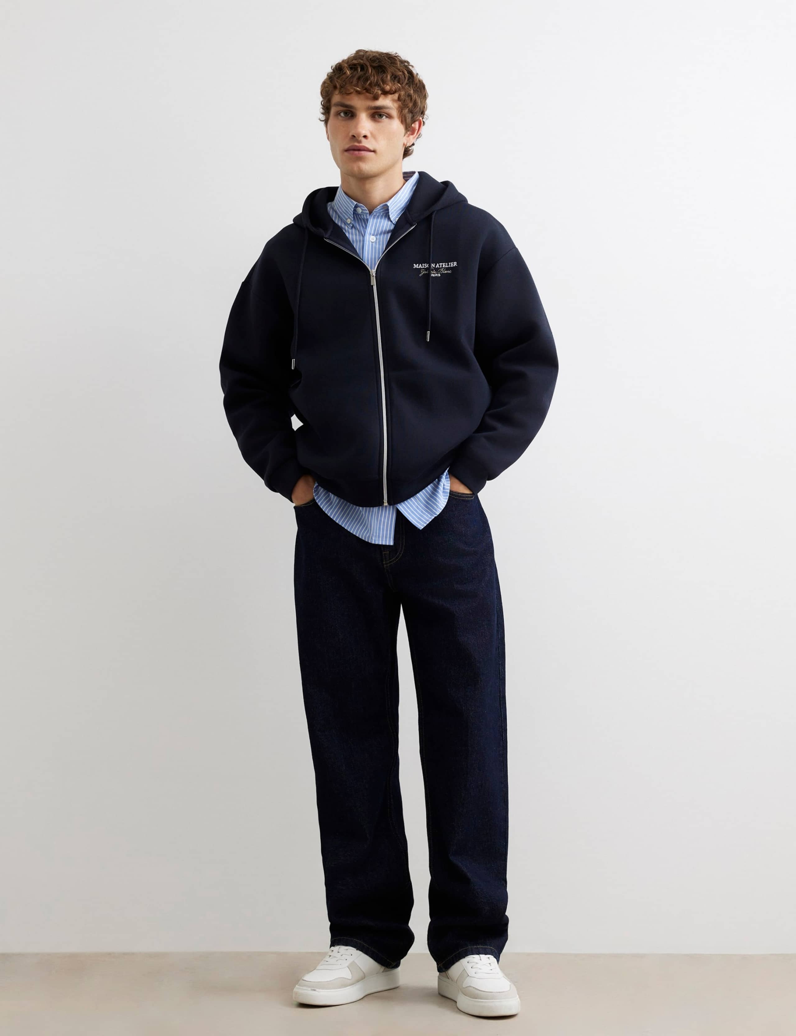 Oversized Pure Cotton Printed Long Sleeve Zip Up Hoodie 2 of 6