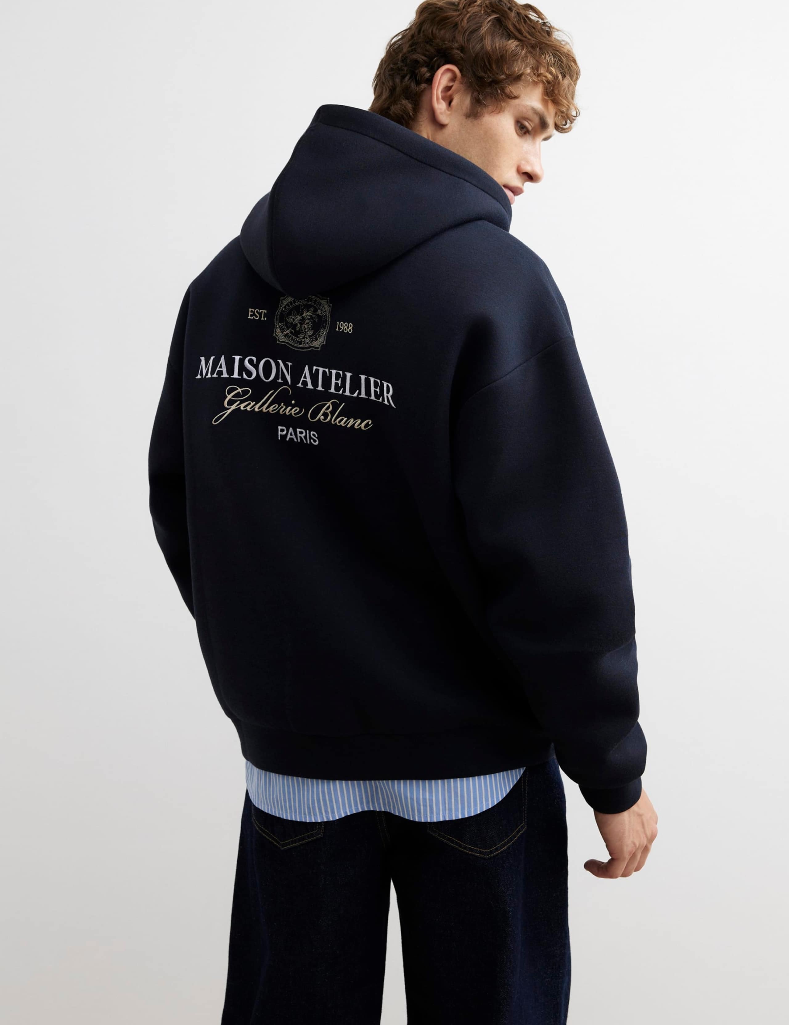 Oversized Pure Cotton Printed Long Sleeve Zip Up Hoodie 3 of 6