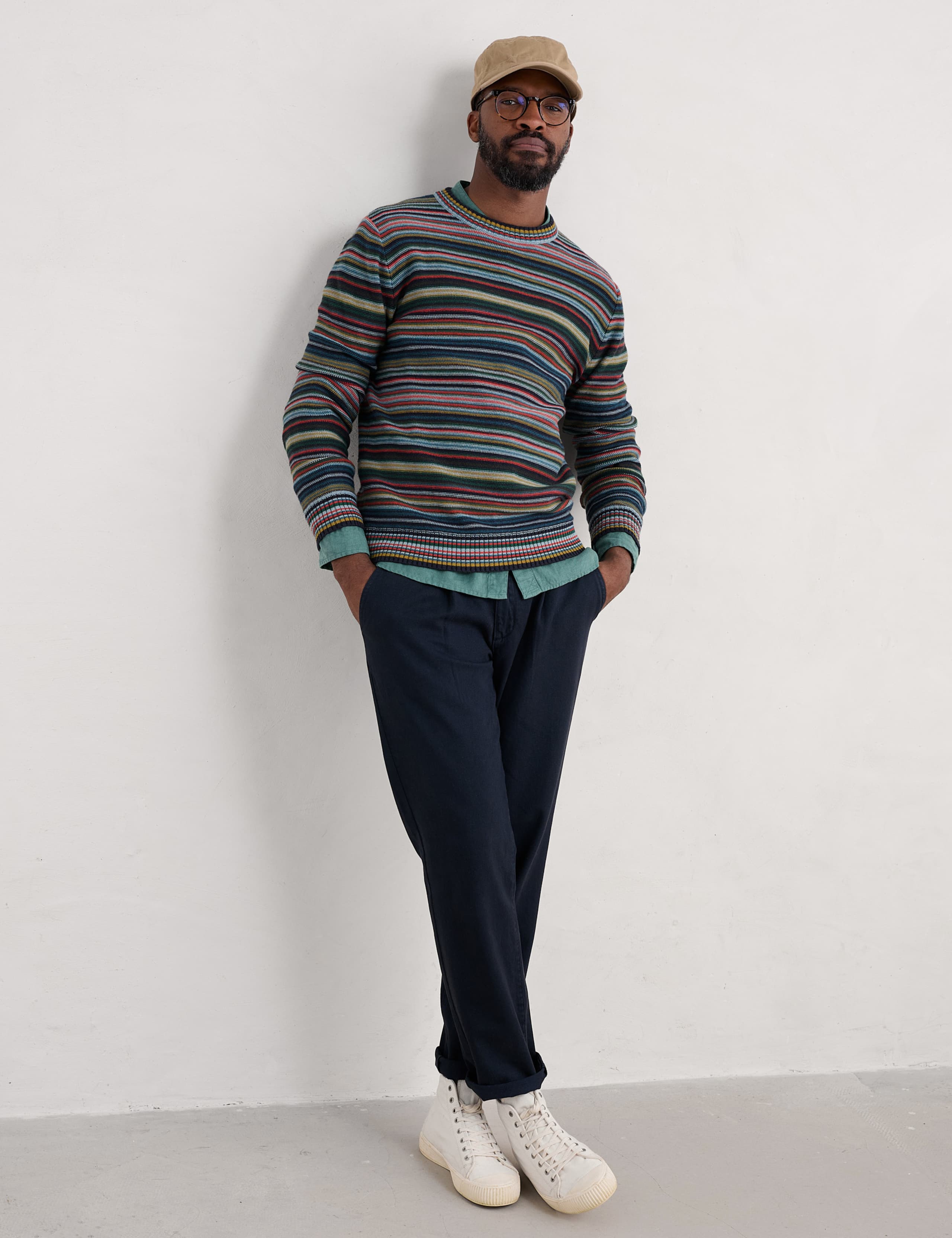 Pure Cotton Striped Crew Neck Jumper 3 of 4