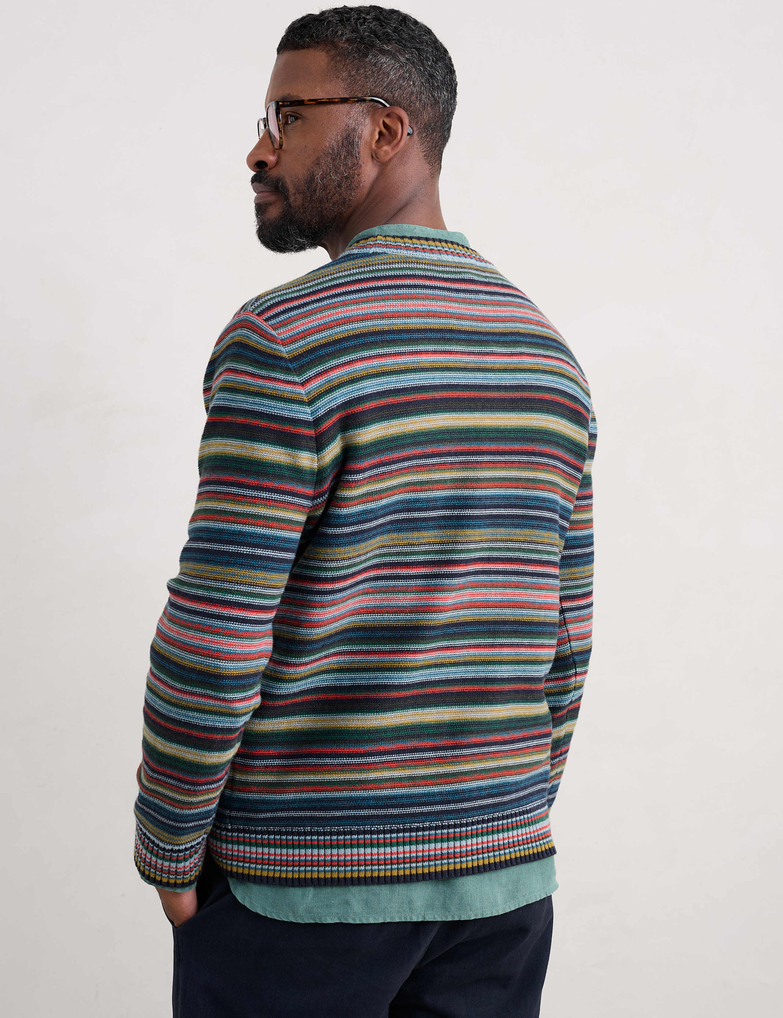 Pure Cotton Striped Crew Neck Jumper 4 of 4