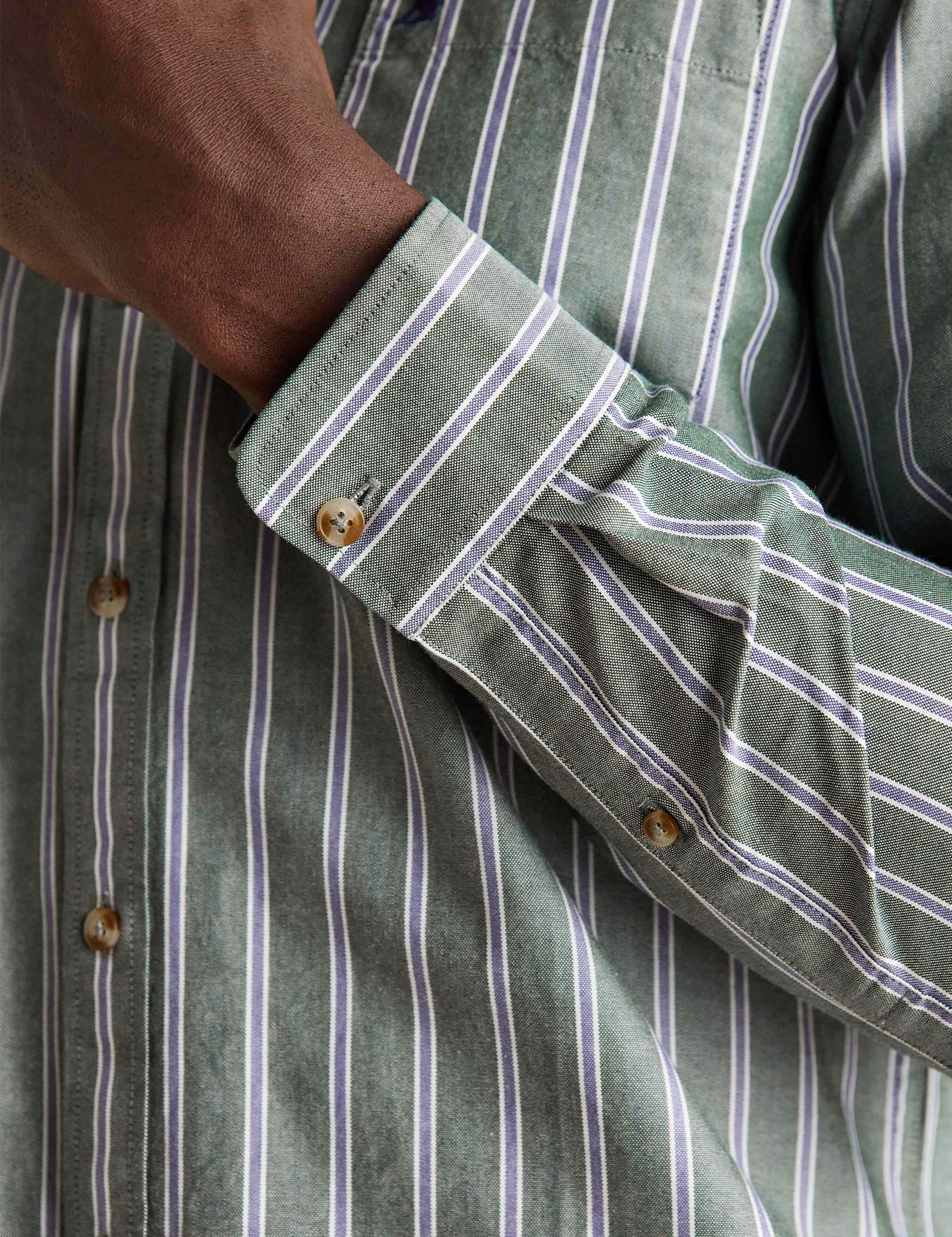 Regular Fit Pure Cotton Striped Oxford Shirt 7 of 10