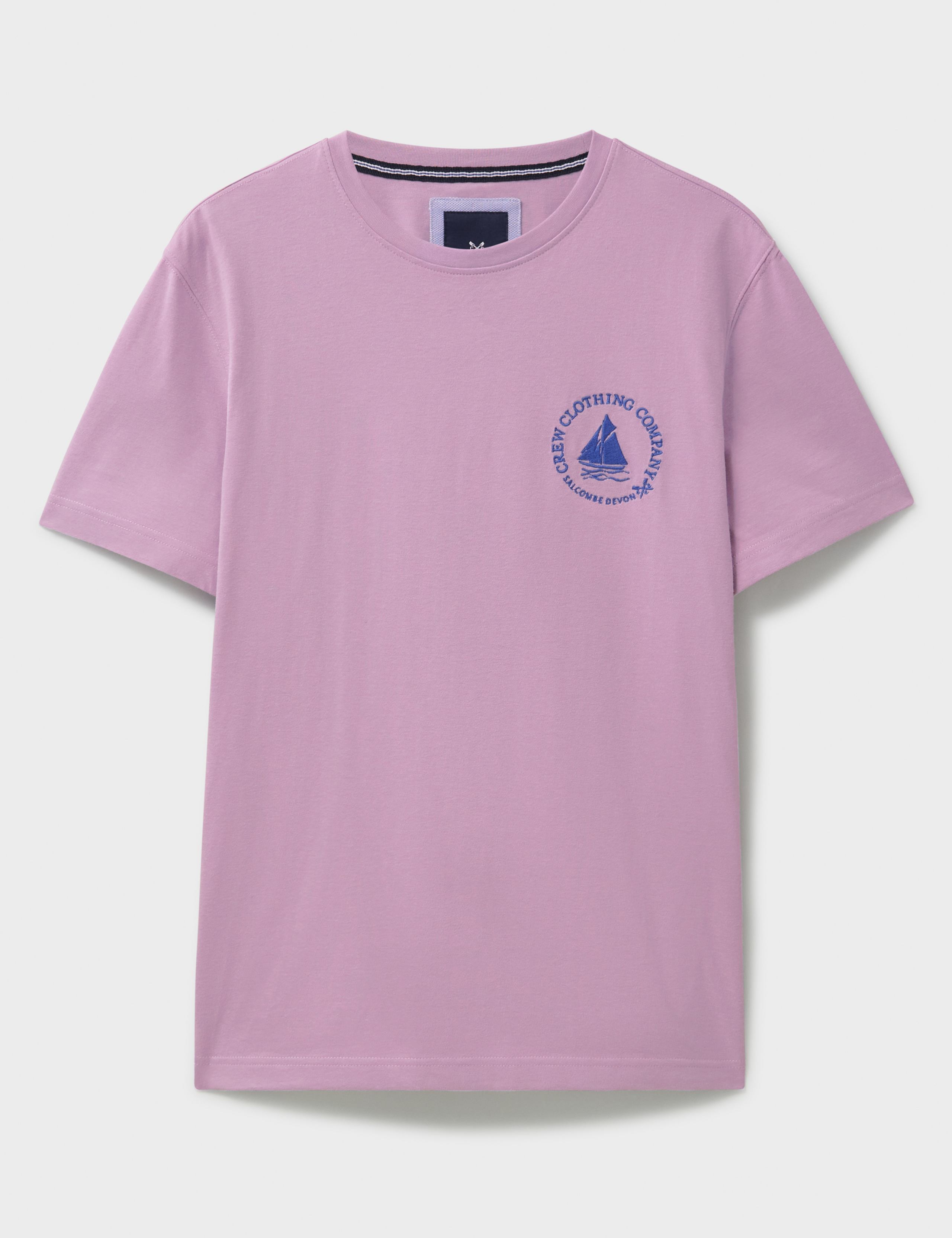 Pure Cotton Embroidered Boat Graphic T-Shirt 2 of 5