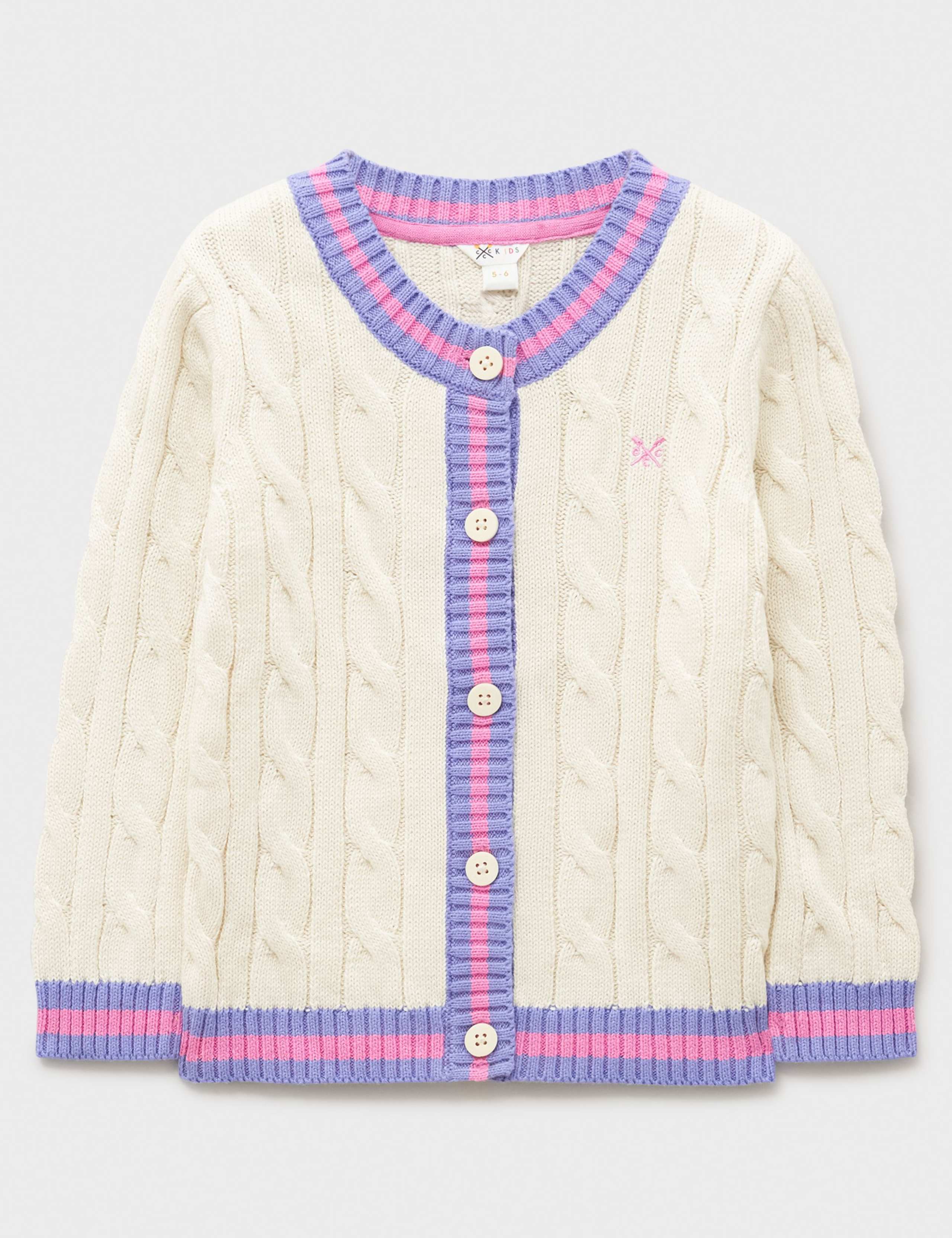 Pure Cotton Cable Knit Striped Cardigan (3-12 Yrs) 1 of 3