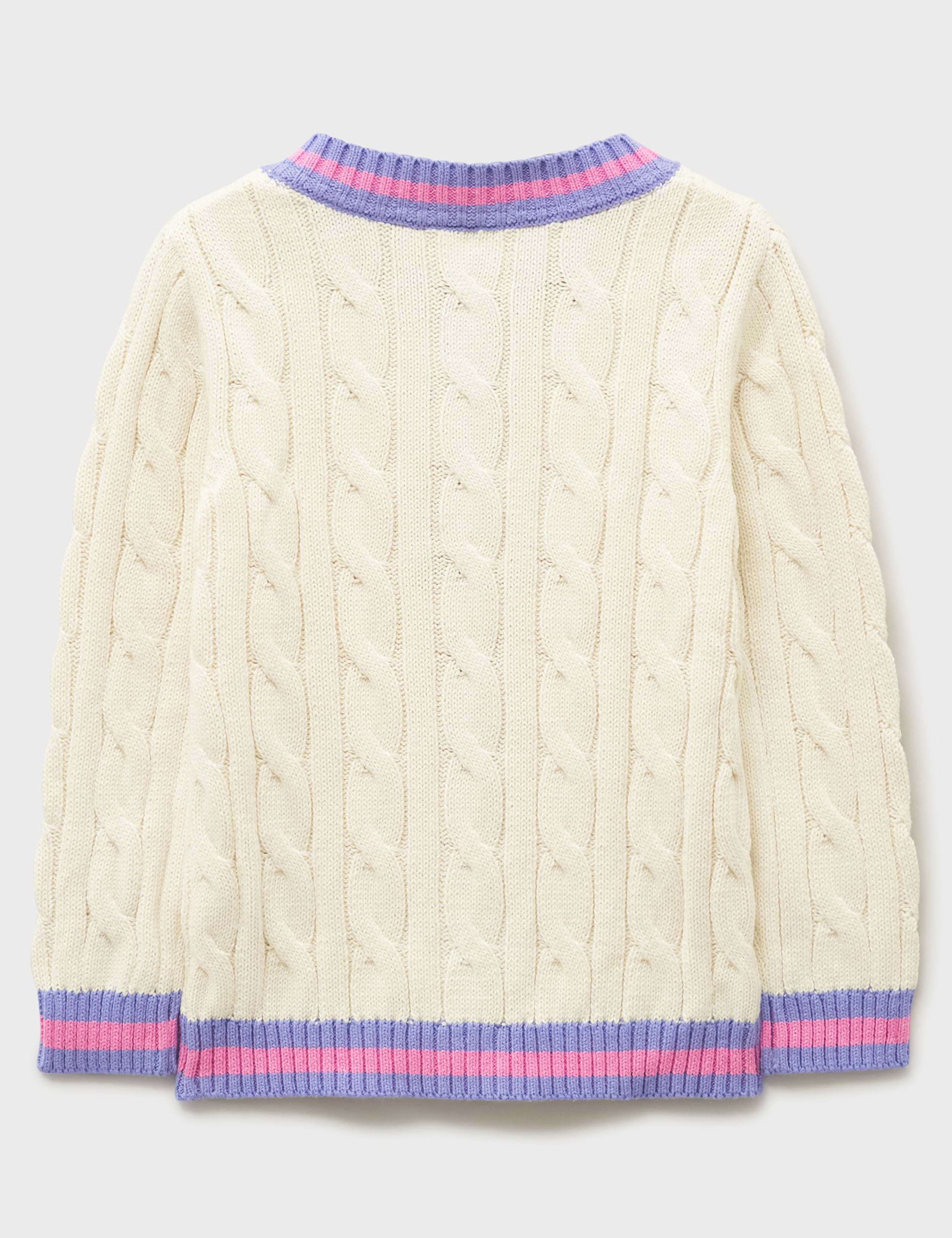 Pure Cotton Cable Knit Striped Cardigan (3-12 Yrs) 3 of 3