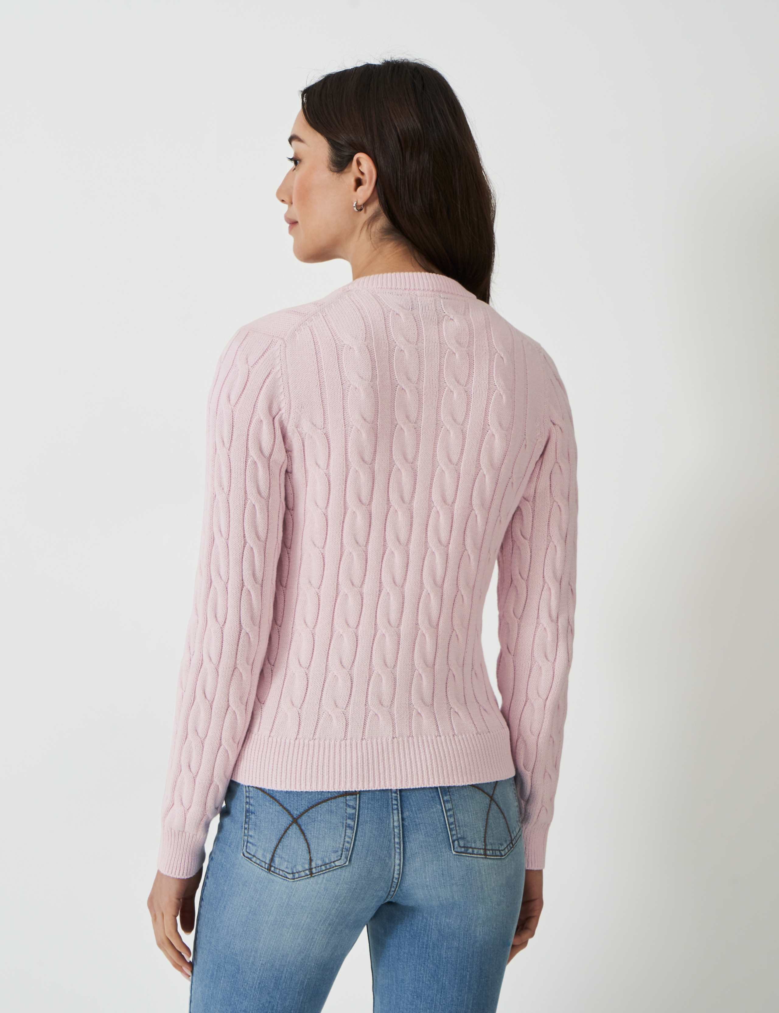 Pure Cotton Cable Knit Crew Neck Cardigan 4 of 5
