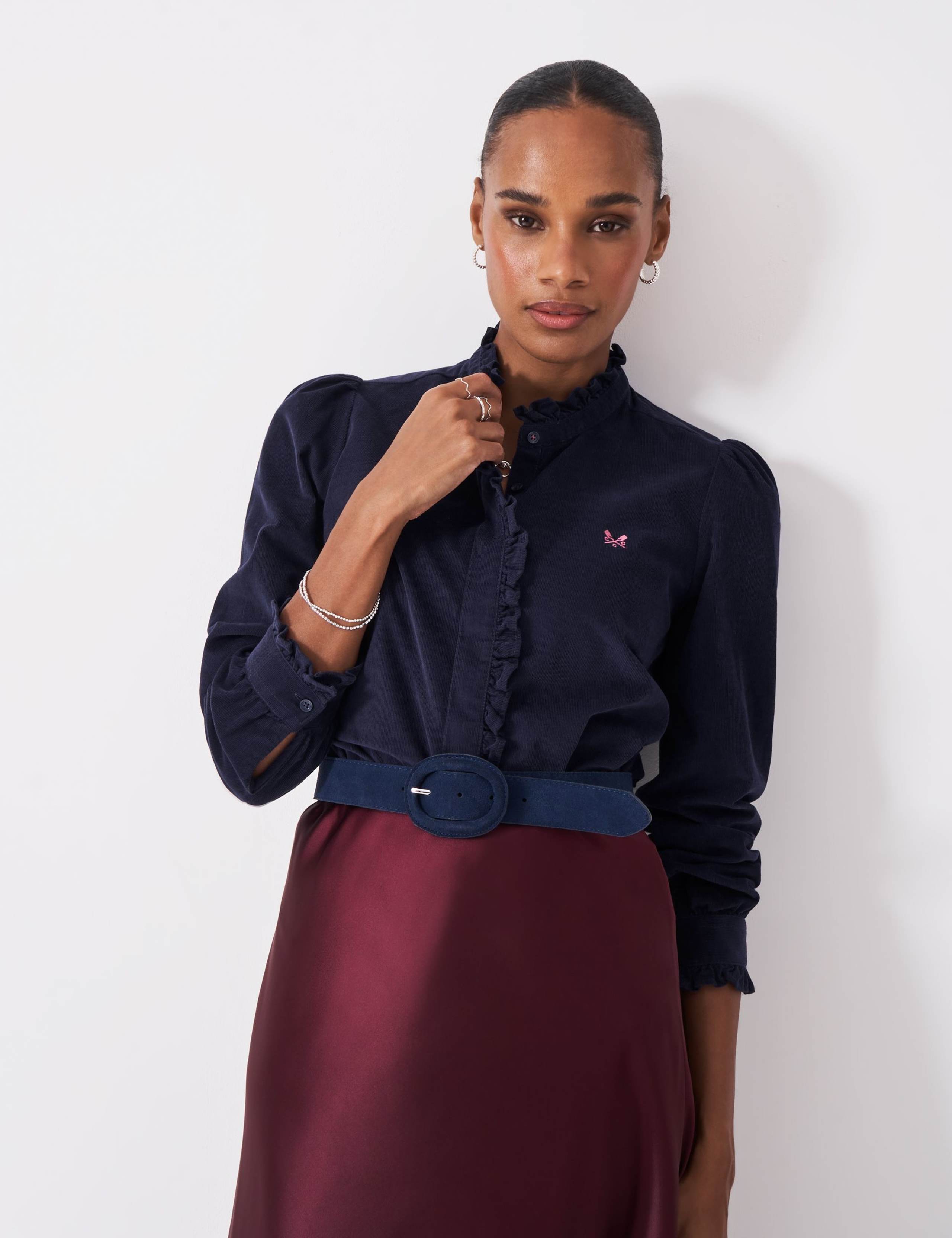 Cord Pie Crust Collared Blouse 3 of 5