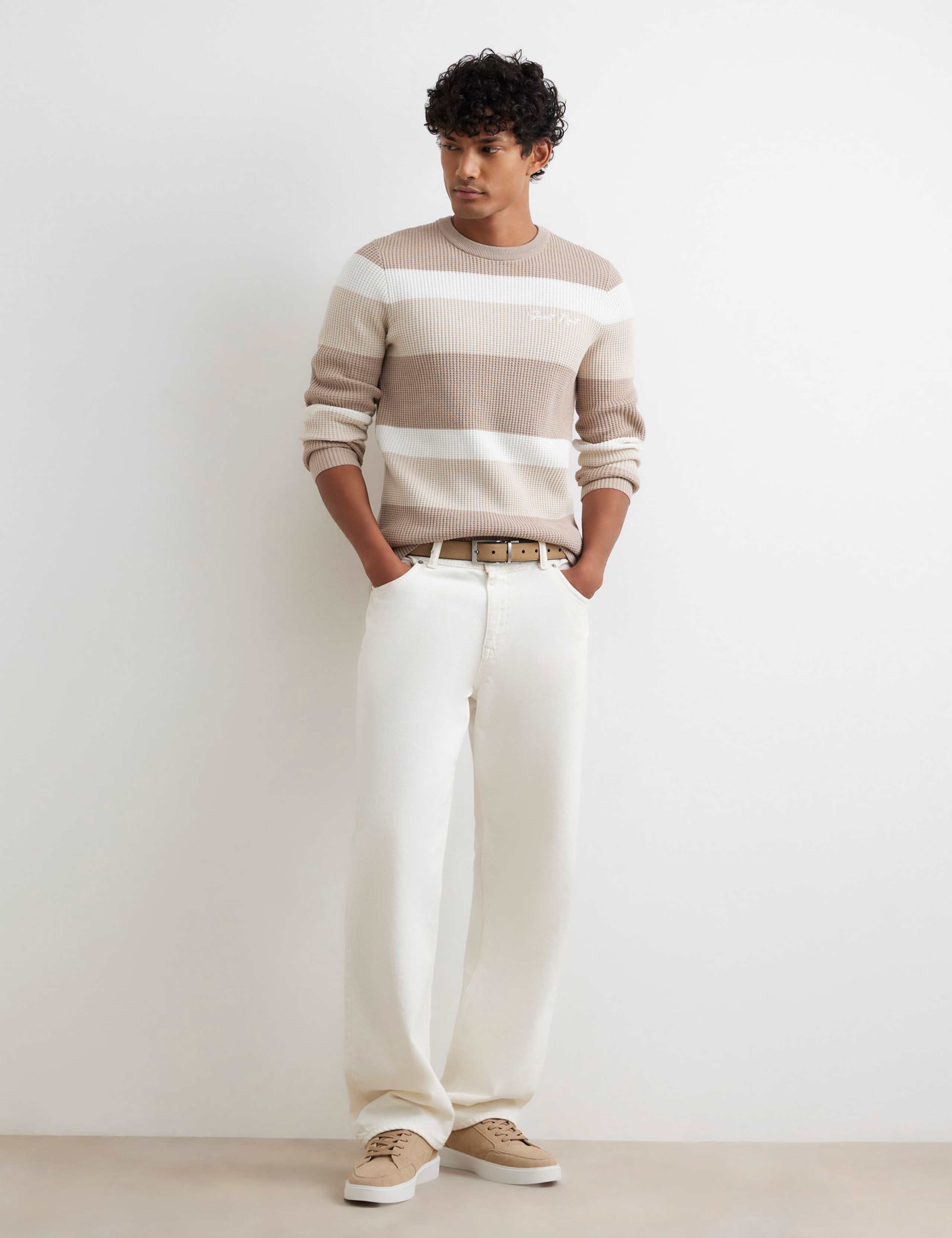 Pure Cotton Striped Crew Neck Jumper 2 of 6