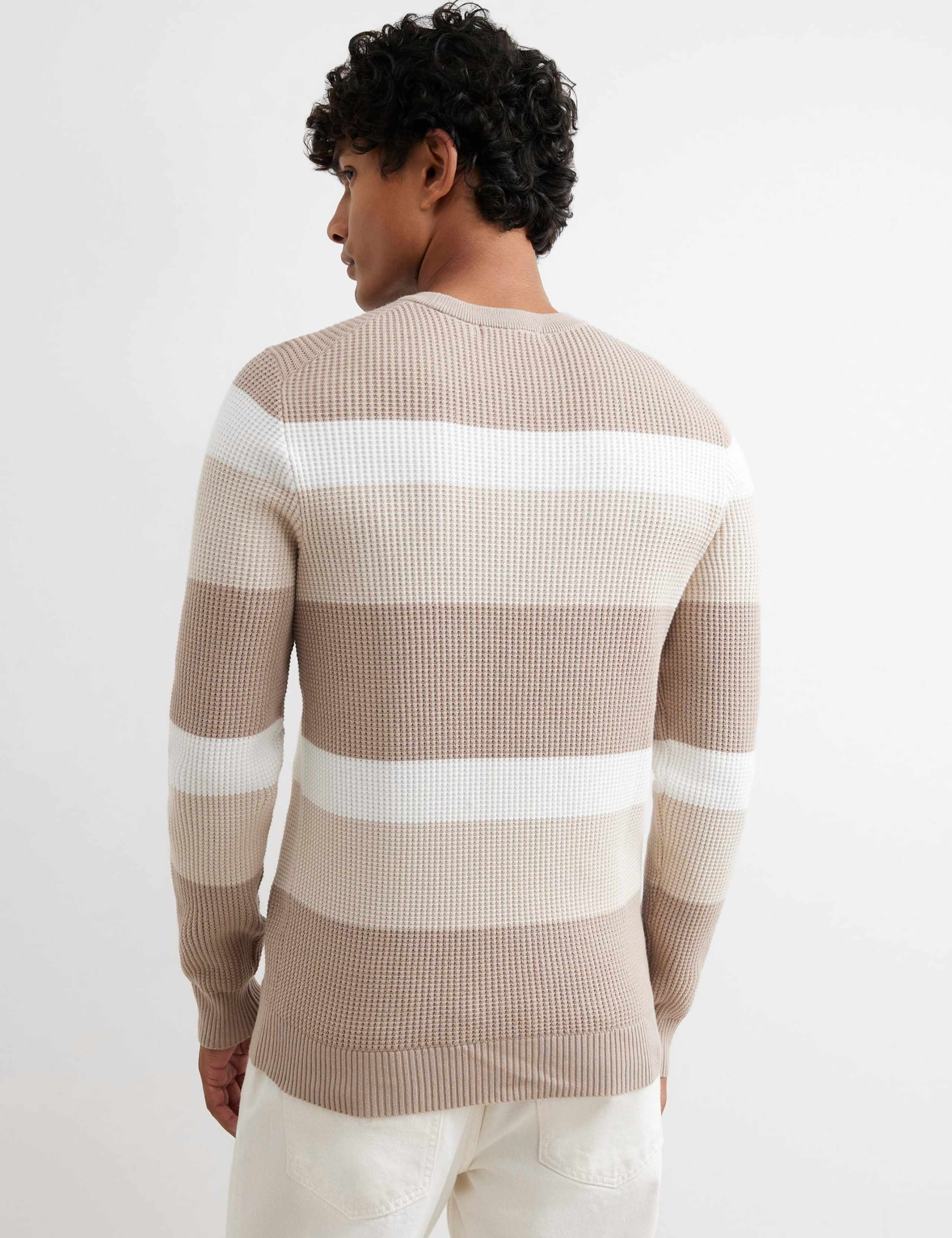 Pure Cotton Striped Crew Neck Jumper 4 of 6