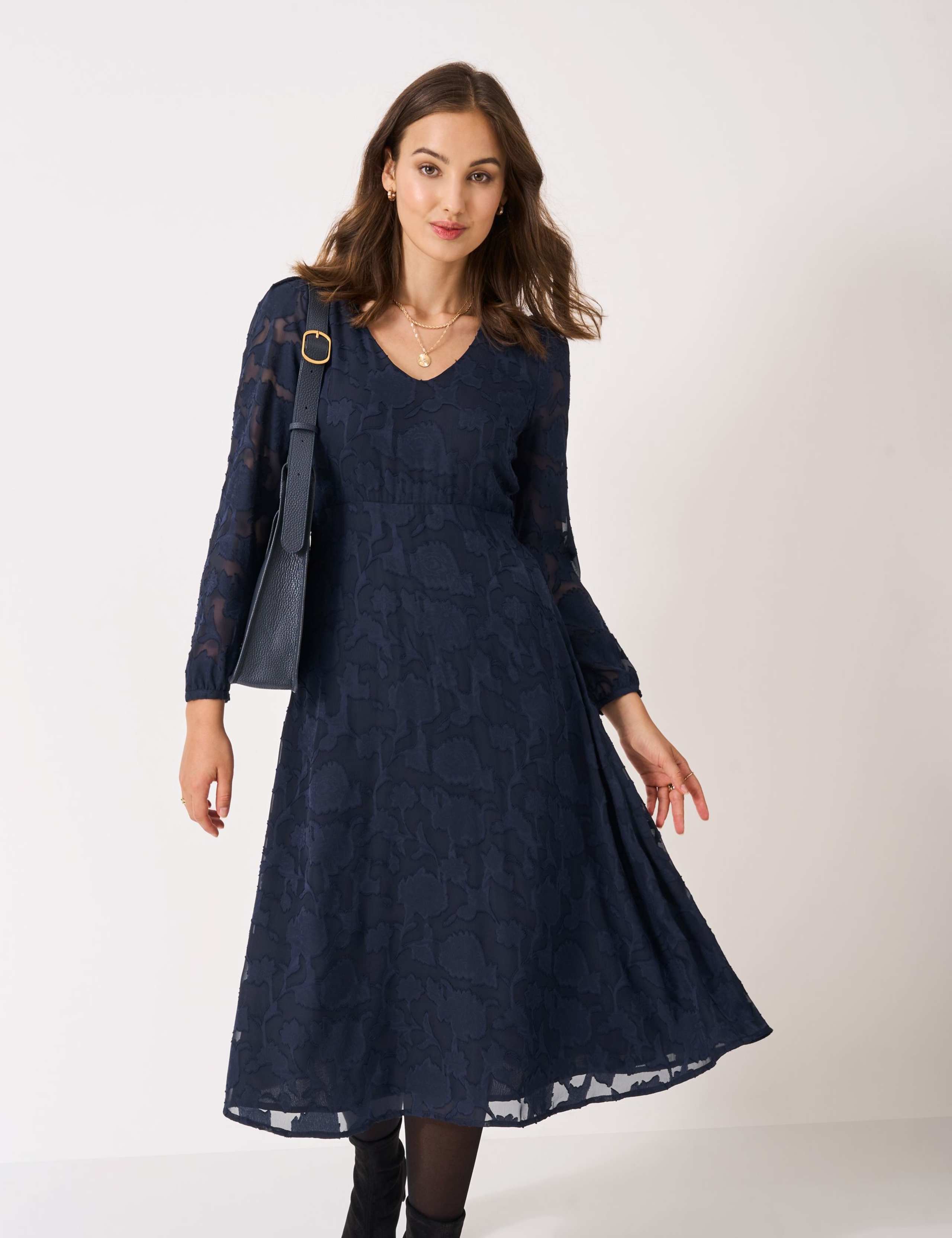 Floral Jacquard Midi Waisted Dress 5 of 5